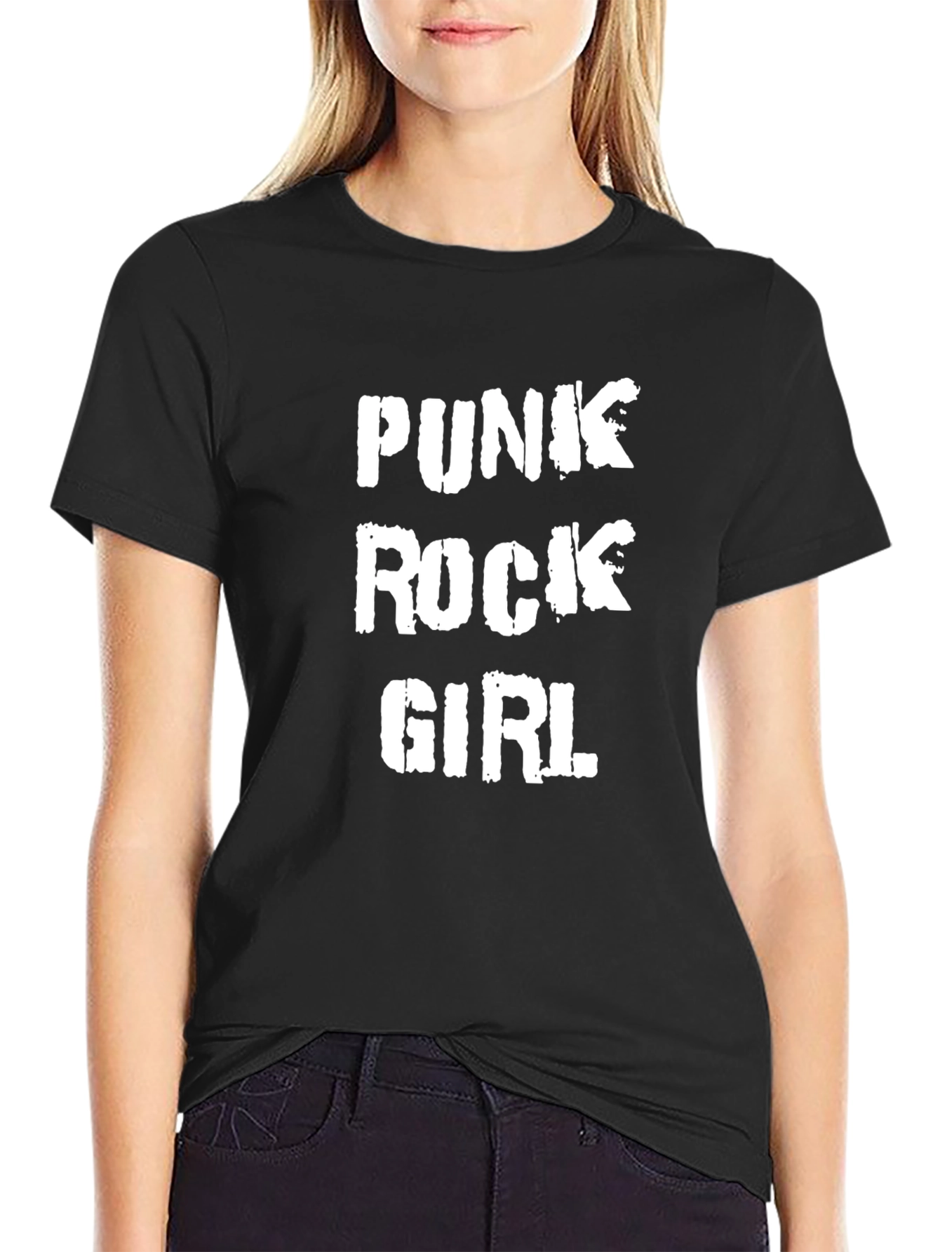 Black Punk Rock Girl Black T-Shirt view 2