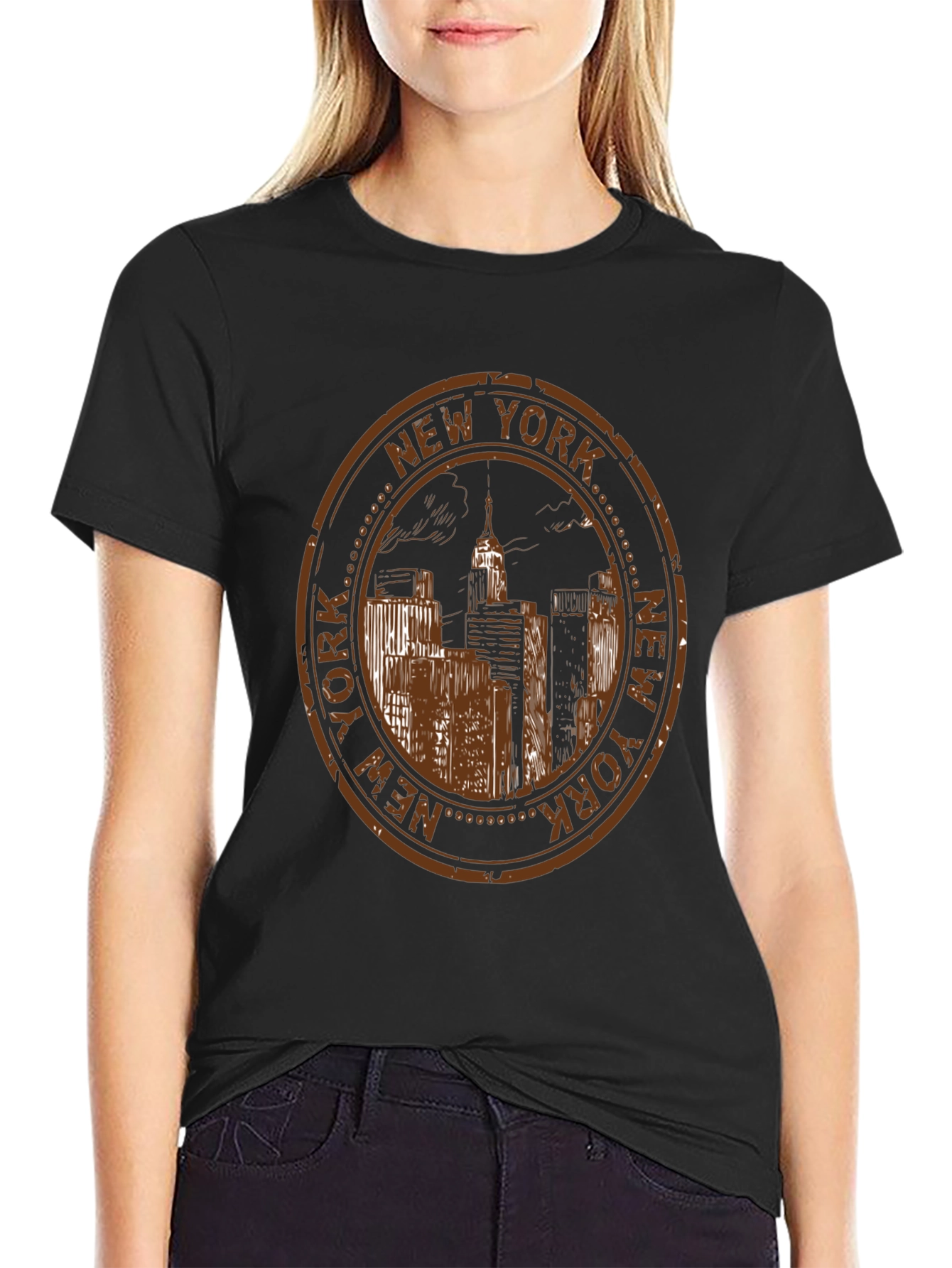 Black New York Cityscape Black T-Shirt view 2