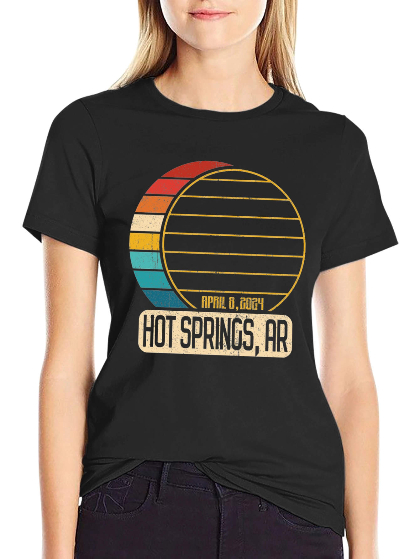 Black Hot Springs, AR 2024 Eclipse Souvenir T-Shirt view 2