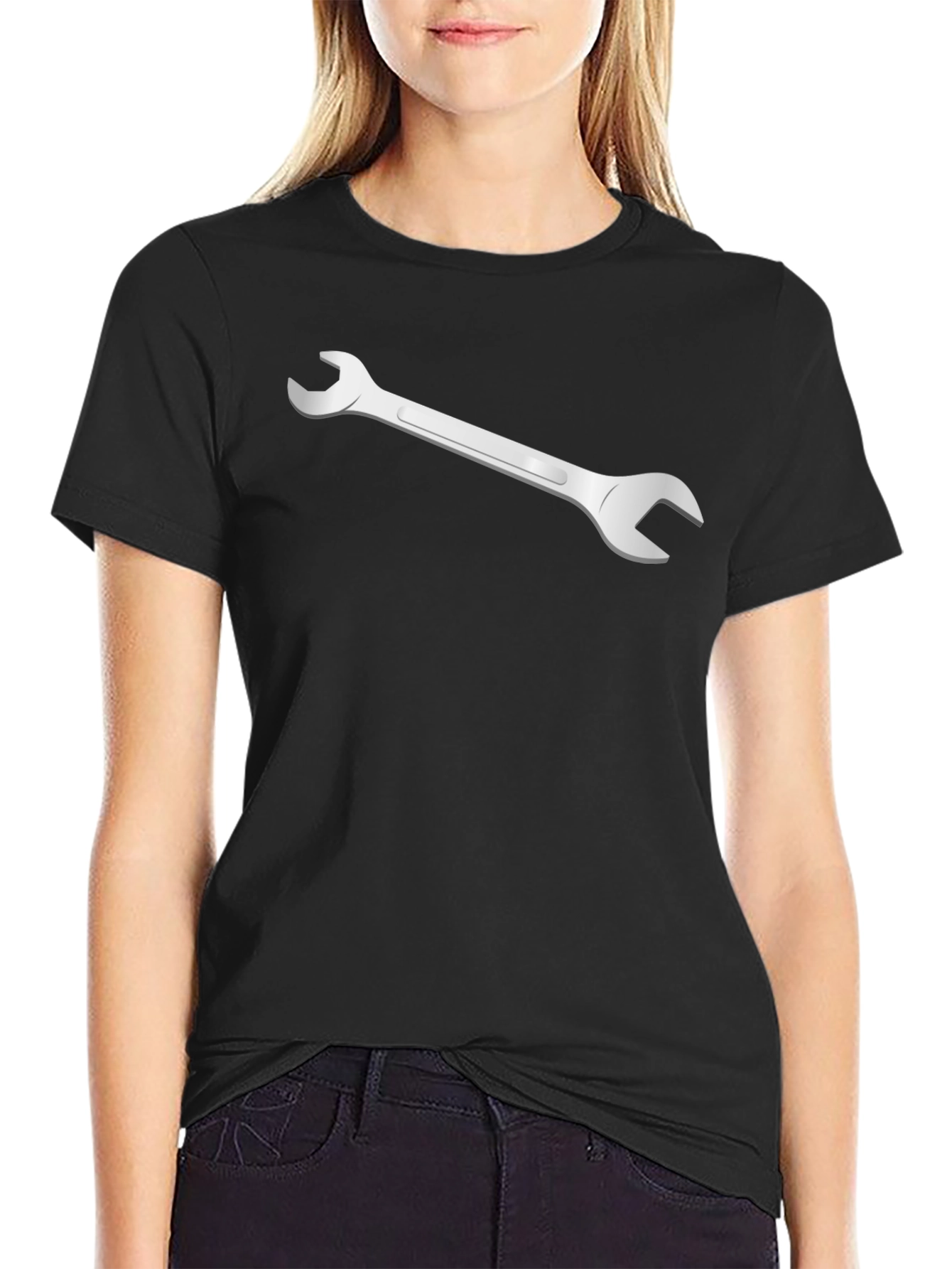 Black Wrench Graphic Black Cotton T-Shirt view 2