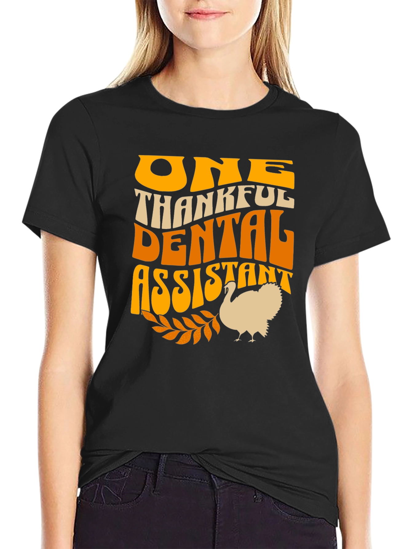 Black Thankful Dental Assistant T-Shirt view 2
