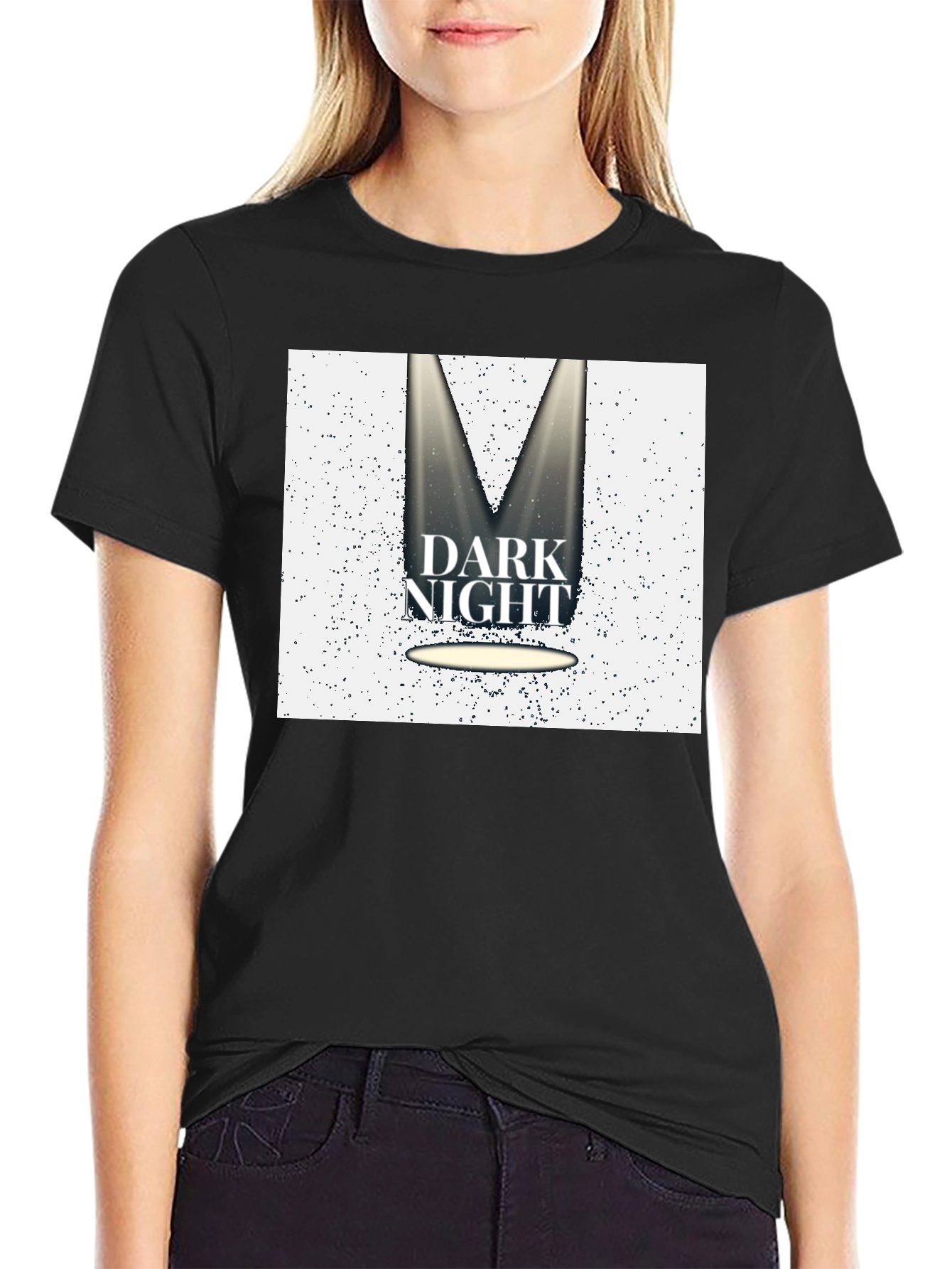 Black Dark Night Graphic Tee - Black Cotton Blend T-Shirt view 2