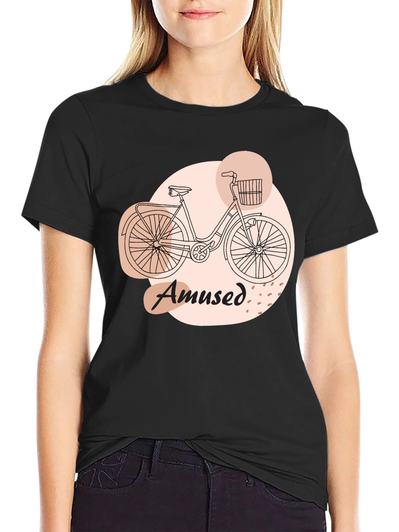 Black Amused Bicycle Graphic Tee - Comfortable Casual Wear view 2