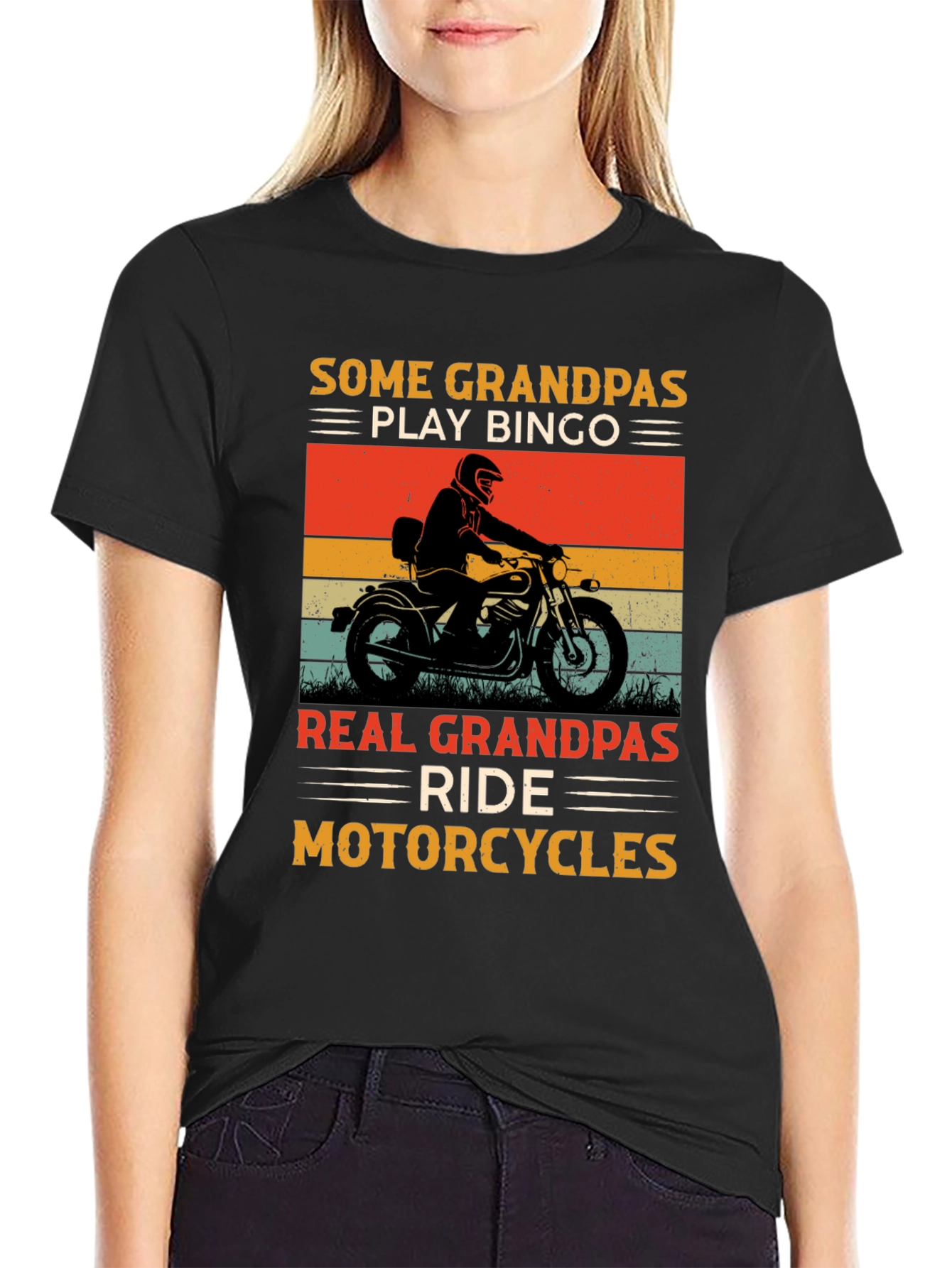 Black Grandpa Motorcycle T-Shirt view 2