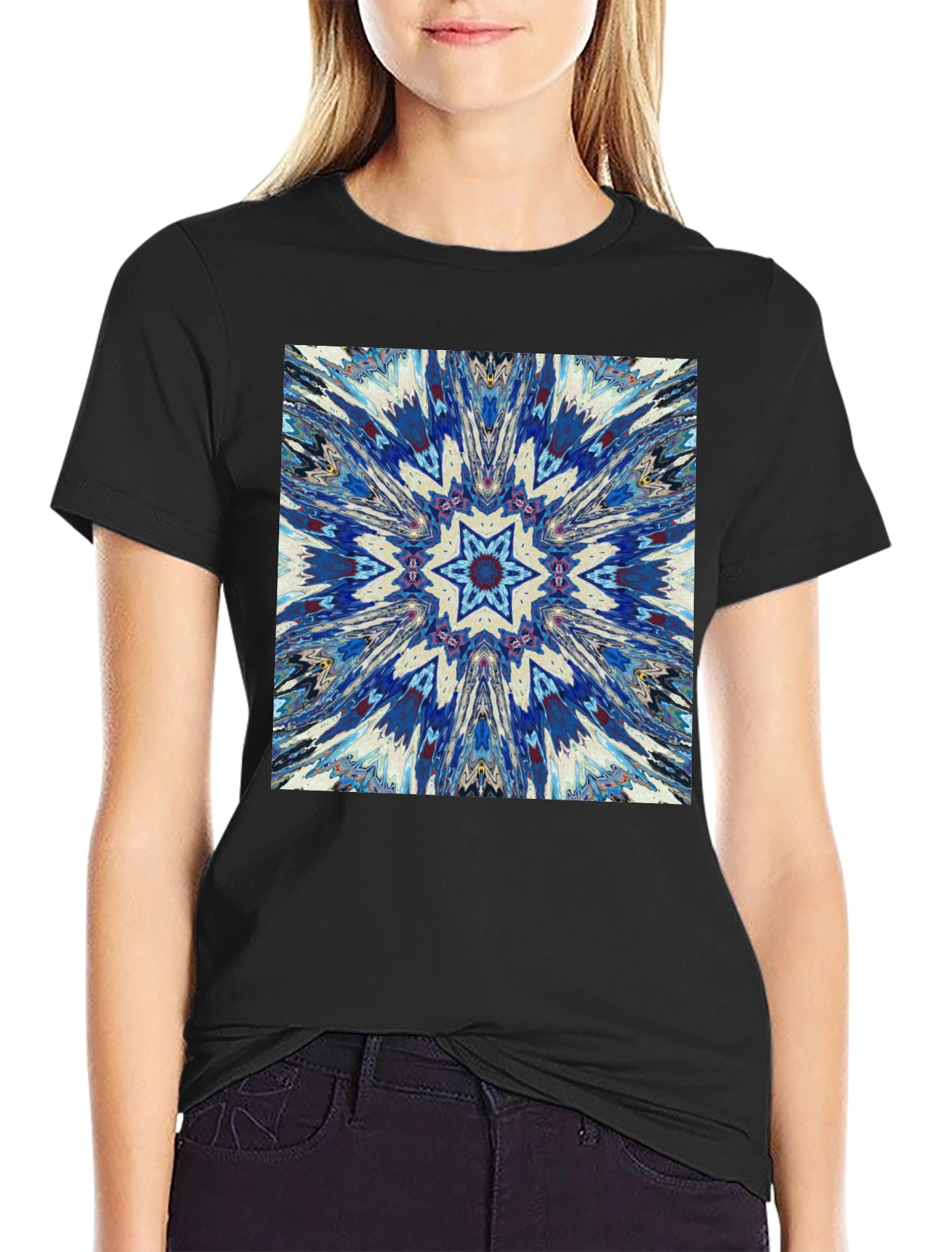 Black Kaleidoscope Starburst Graphic Tee - Unisex view 2