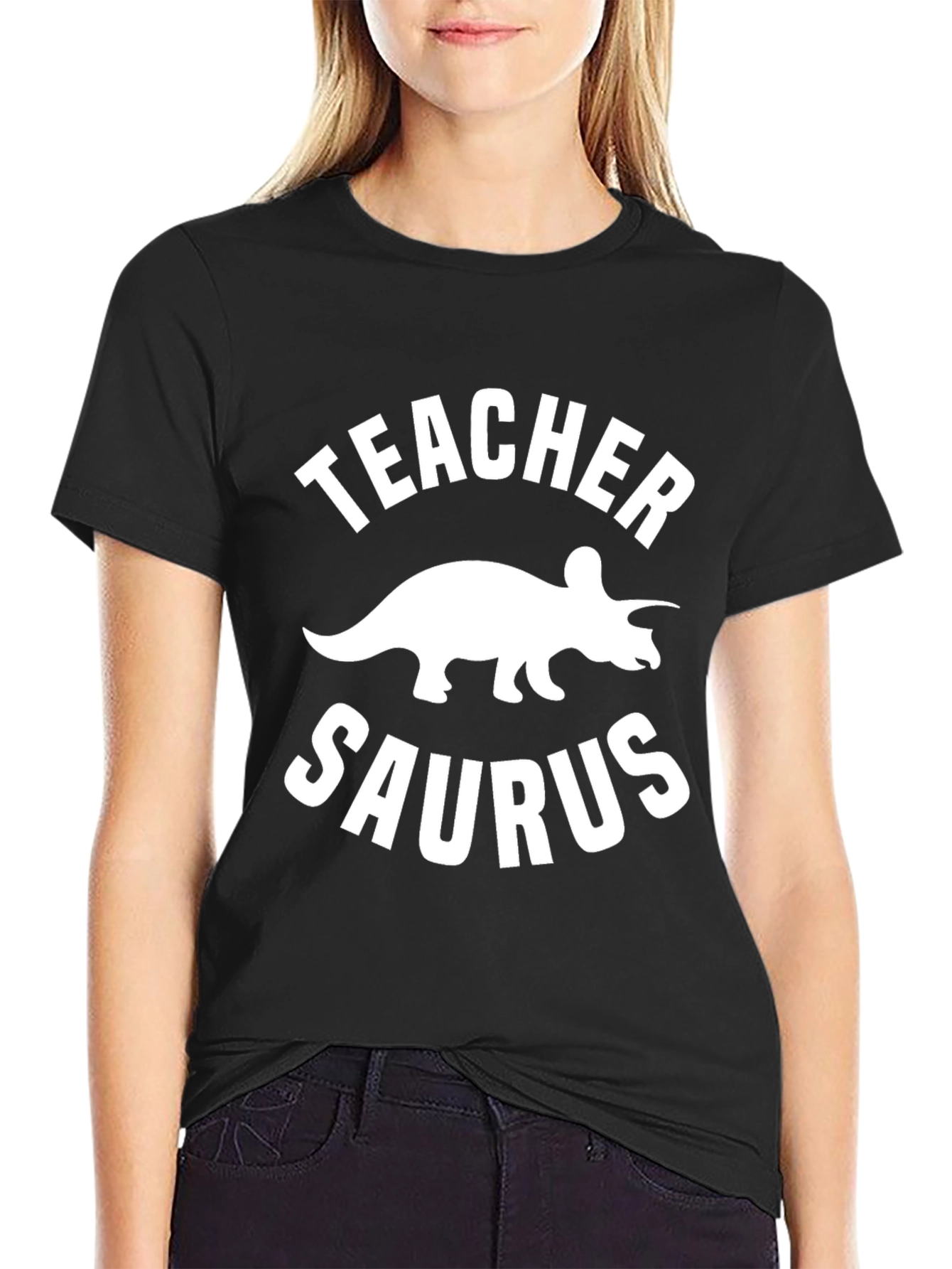 Black Teacher Saurus T-Shirt view 2