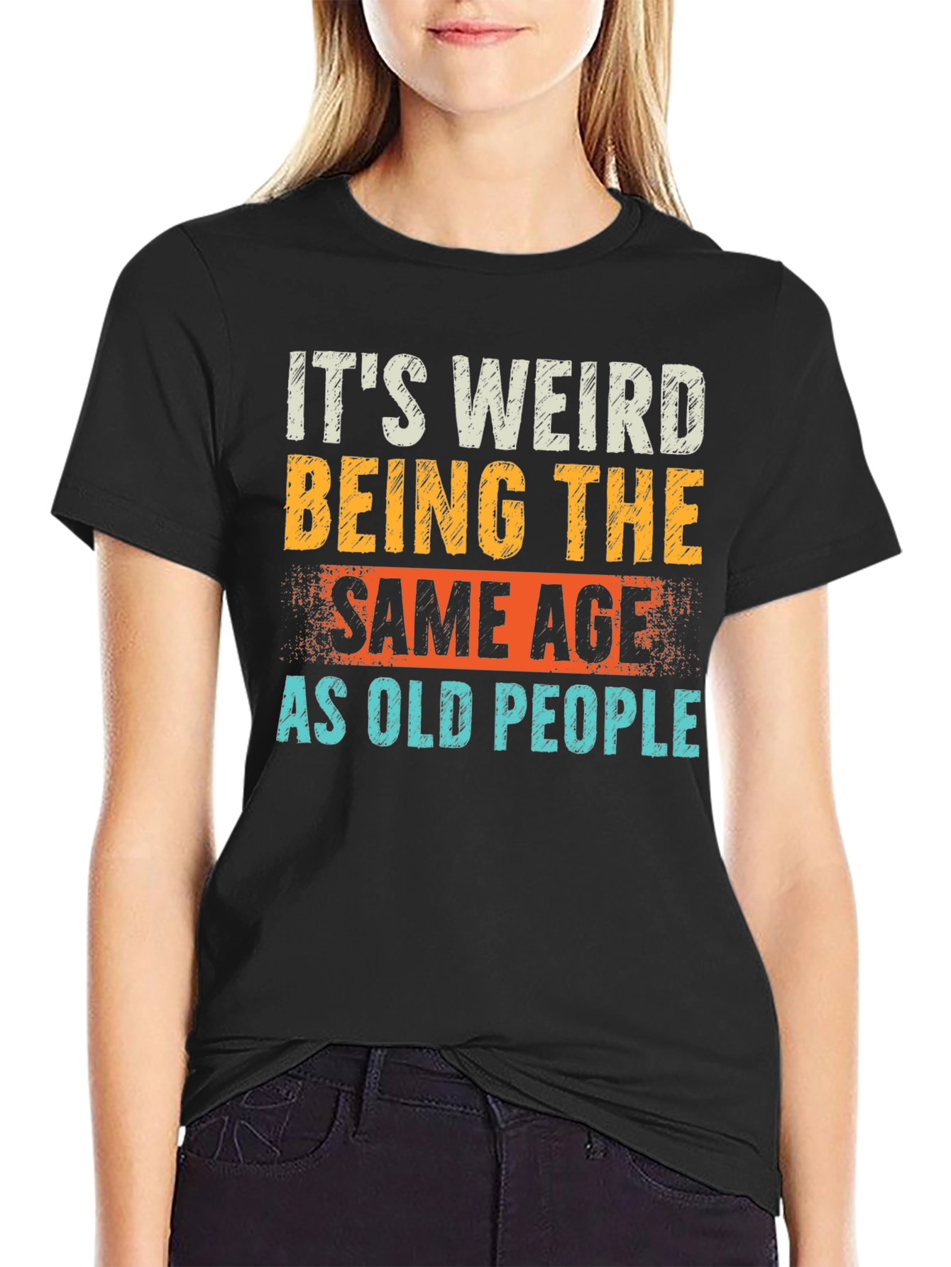 Black Funny 'Same Age as Old People' Graphic Tee view 2