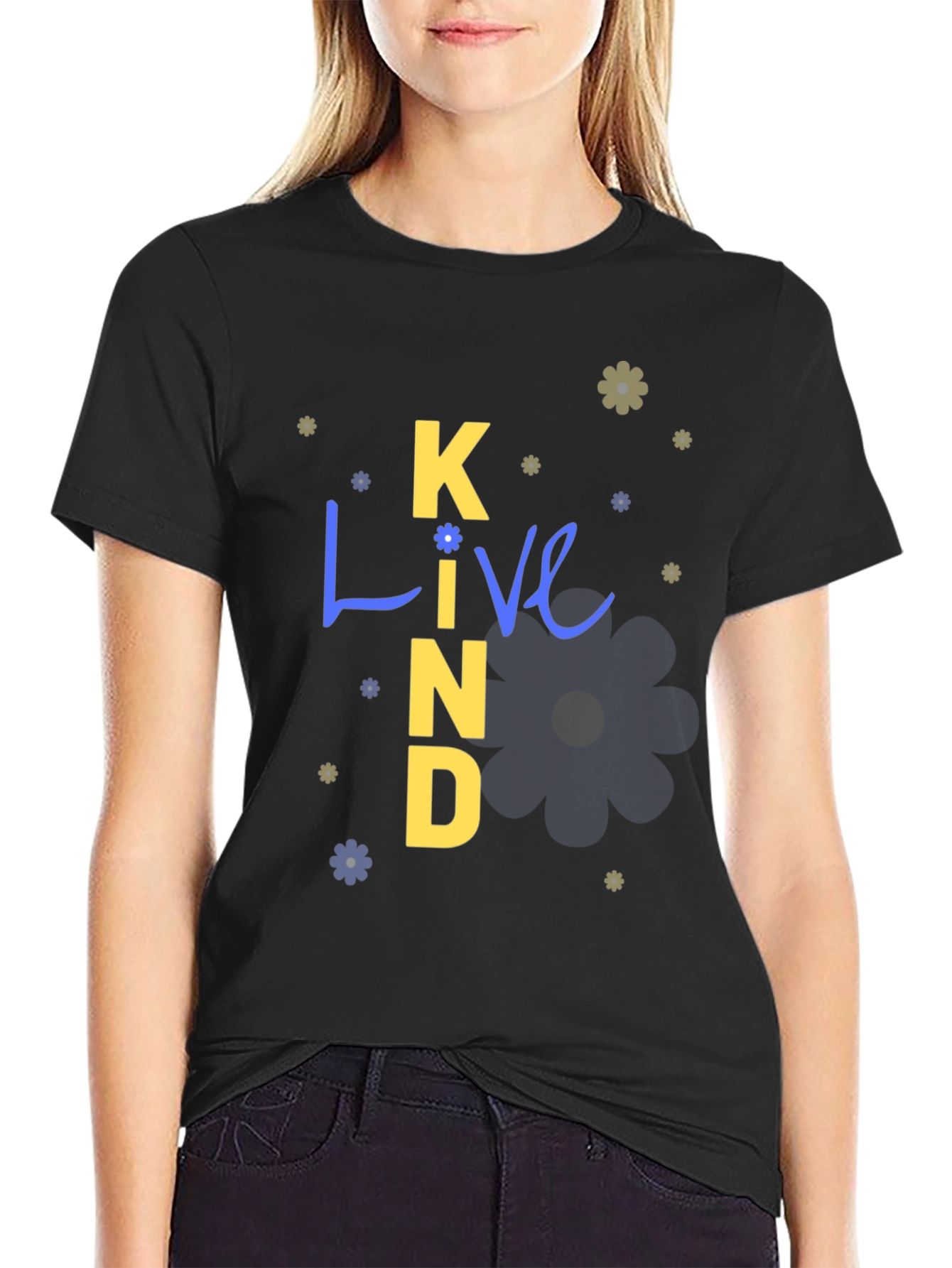 Black Live Kind T-Shirt - Positive Message Tee view 2