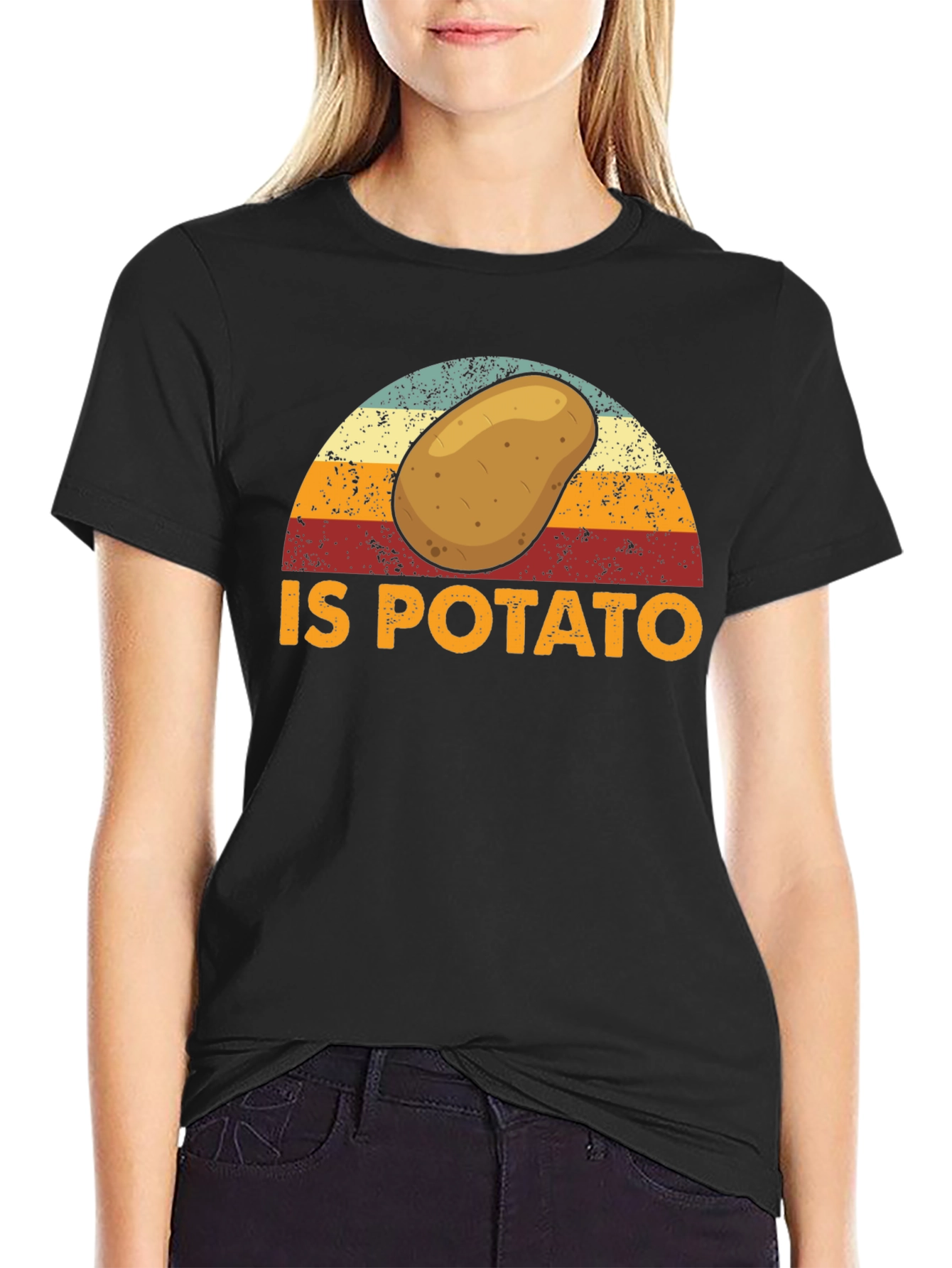 Black Retro Potato Graphic T-Shirt - Funny Foodie Tee view 2