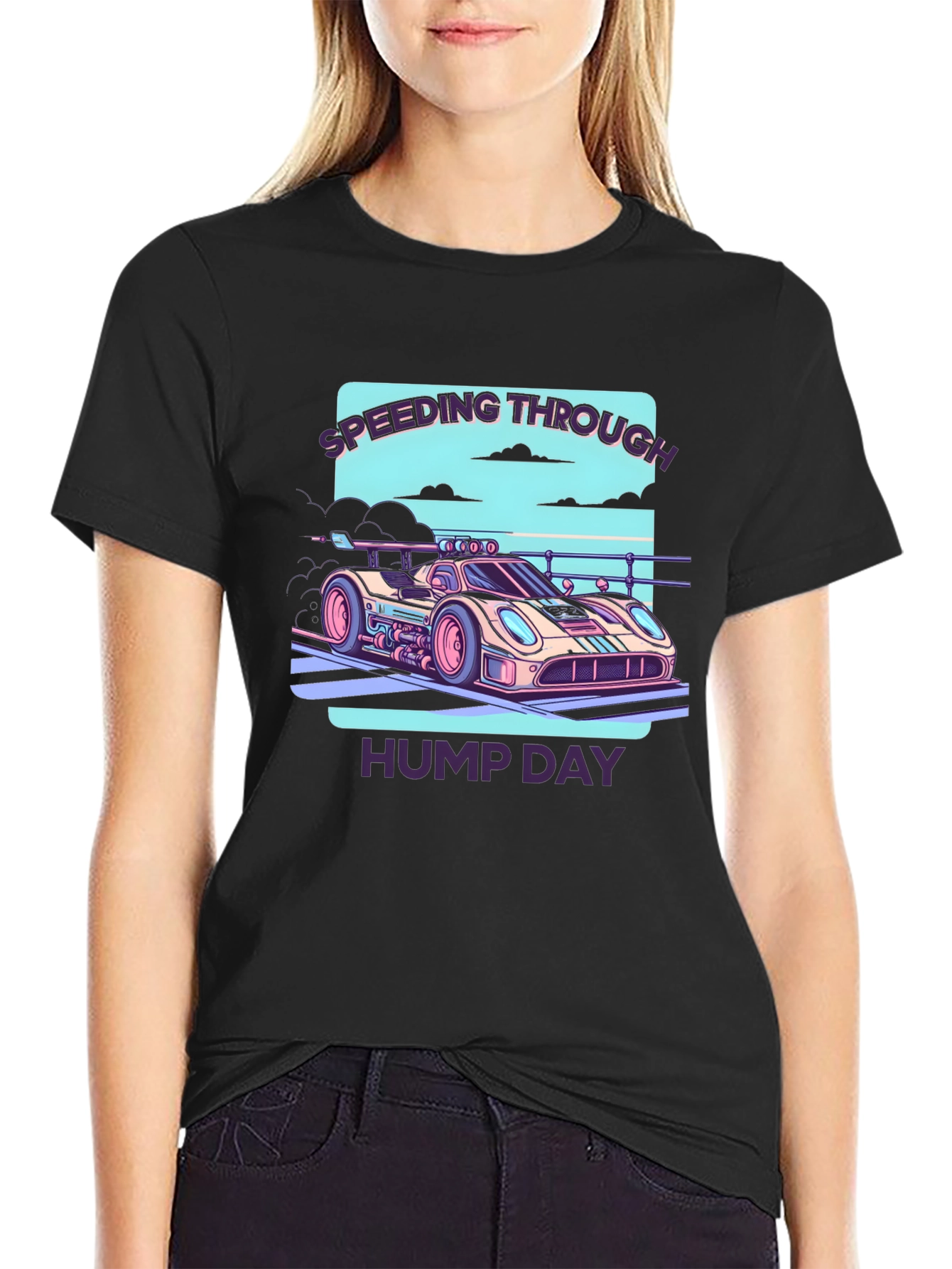 Black Speeding Through Hump Day Graphic Tee view 2