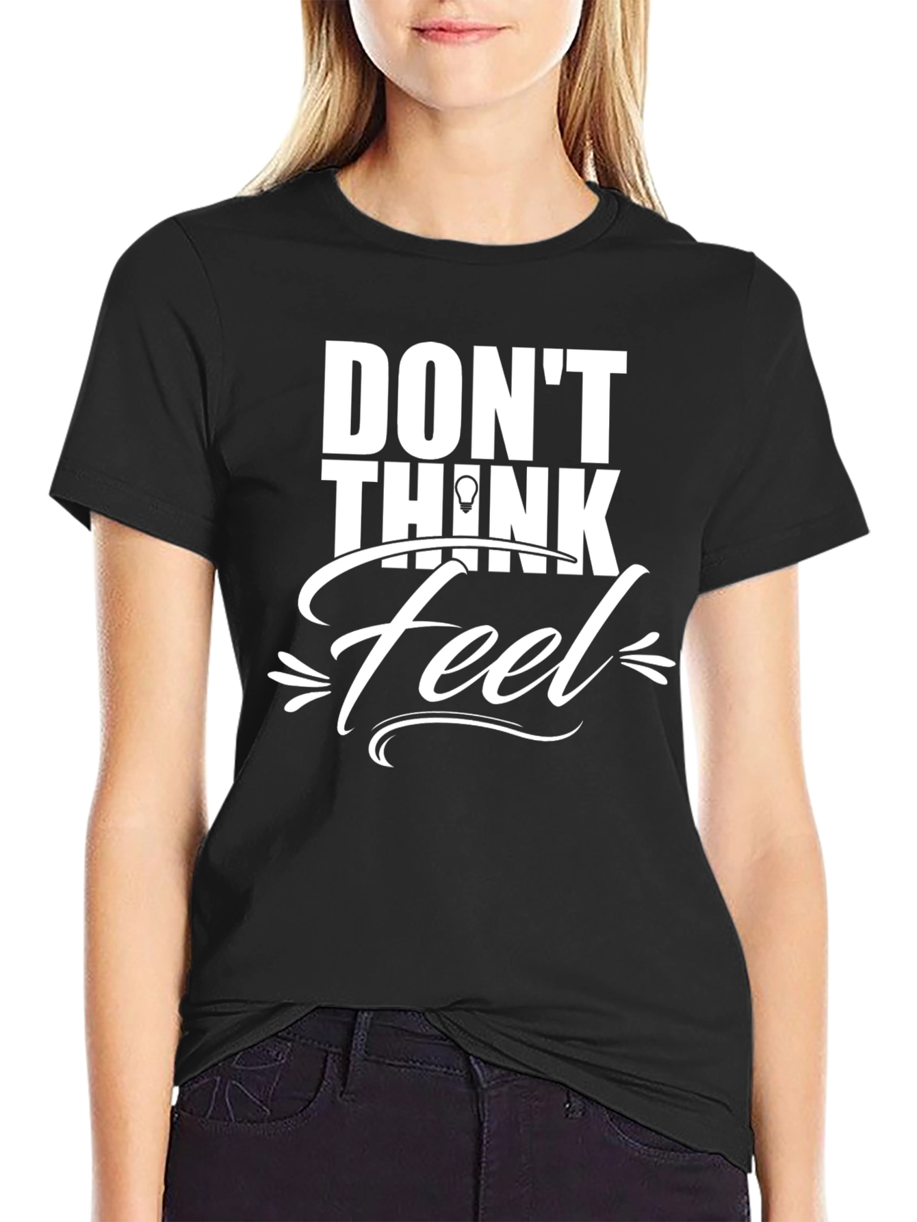 Black Don't Think, Feel Graphic Tee - Mens Black T-Shirt view 2