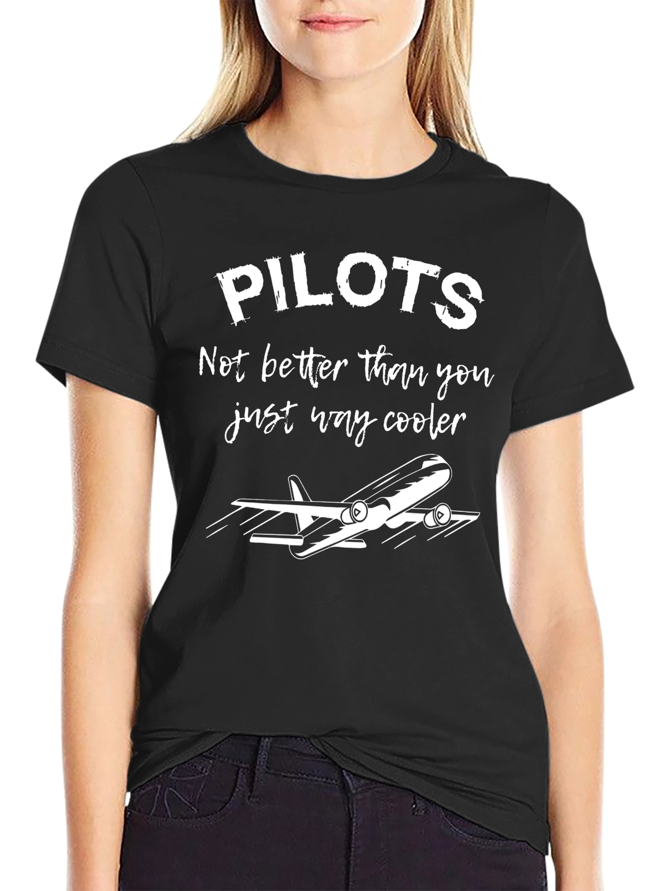 Black Cool Pilots Graphic T-Shirt - Aviation Humor Tee view 2