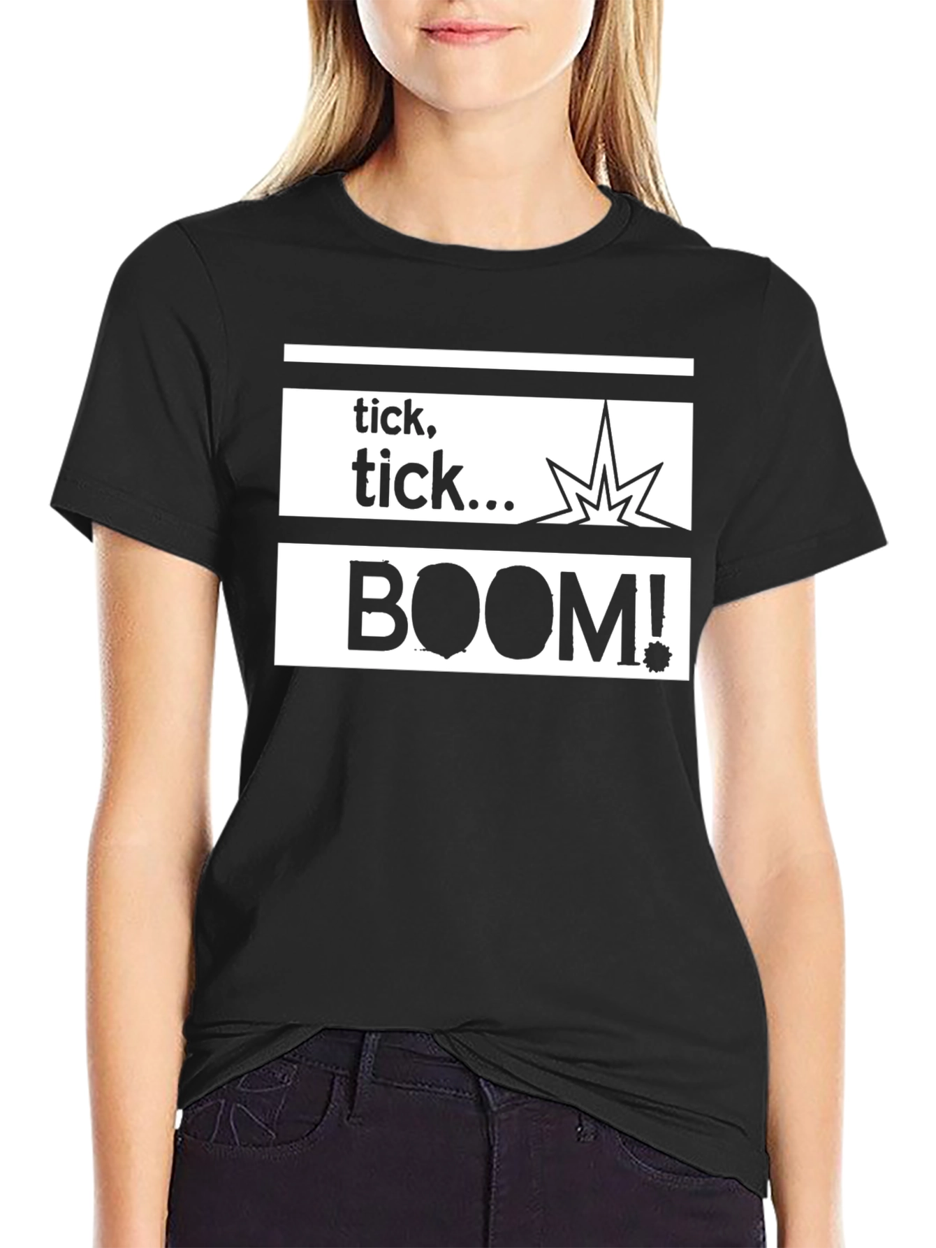 Black Tick Tick Boom Graphic T-Shirt view 2