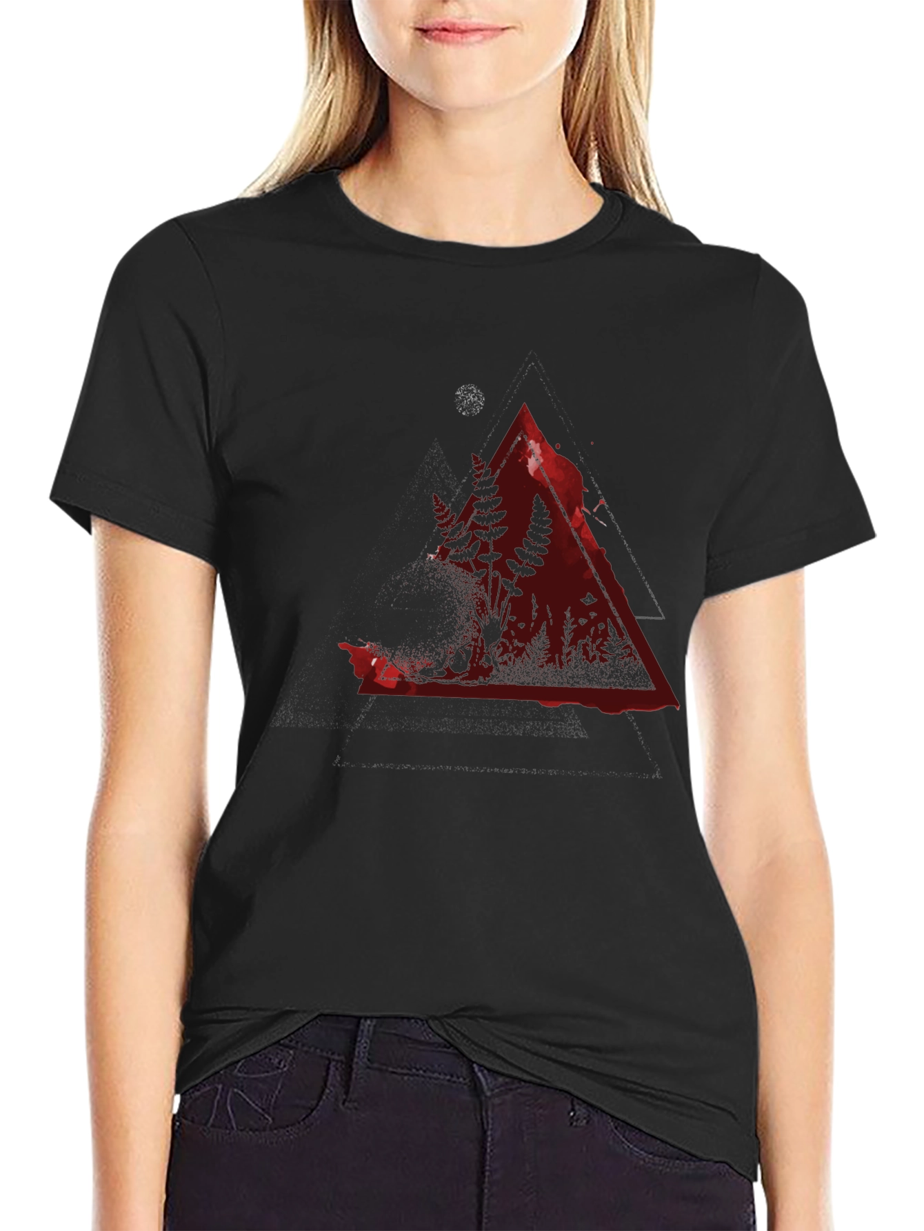 Black Crimson Forest Triangle Graphic Black Tee view 2
