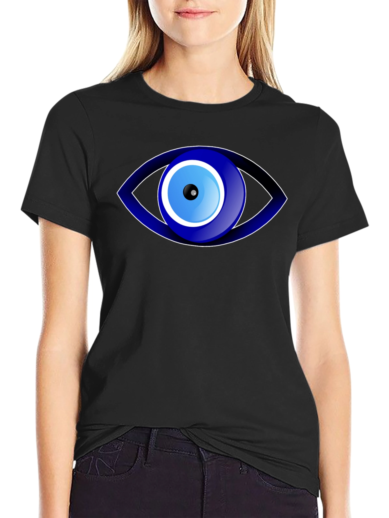 Black Evil Eye Graphic T-Shirt - Protection Amulet Tee view 2