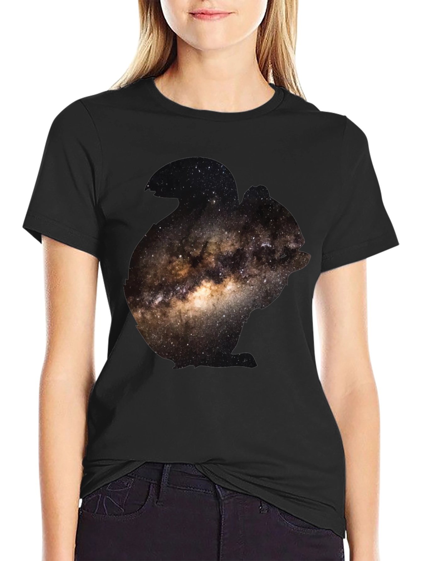 Black Galaxy Print Black T-Shirt for Men view 2
