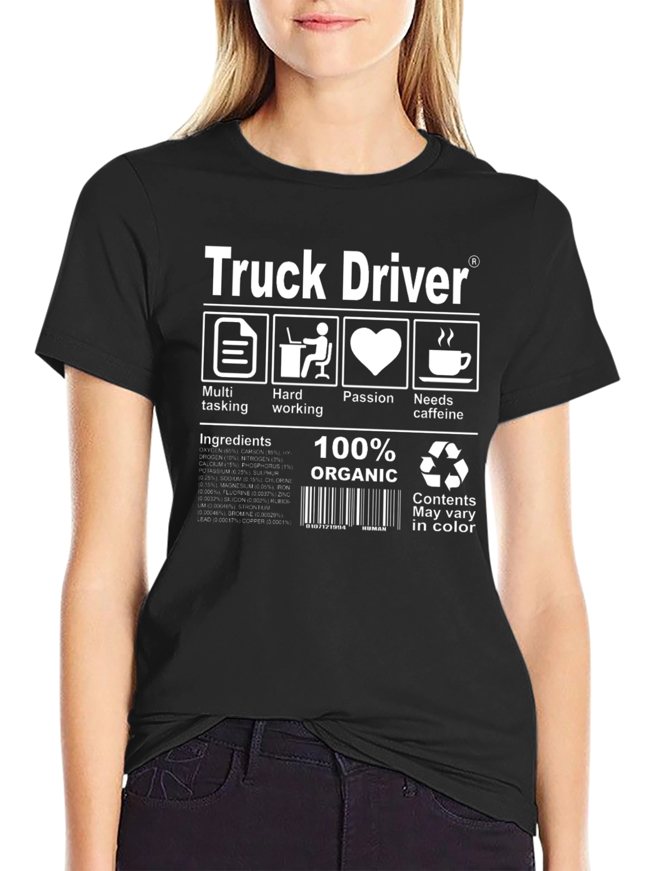 Black Truck Driver Graphic T-Shirt - 100% Organic view 2