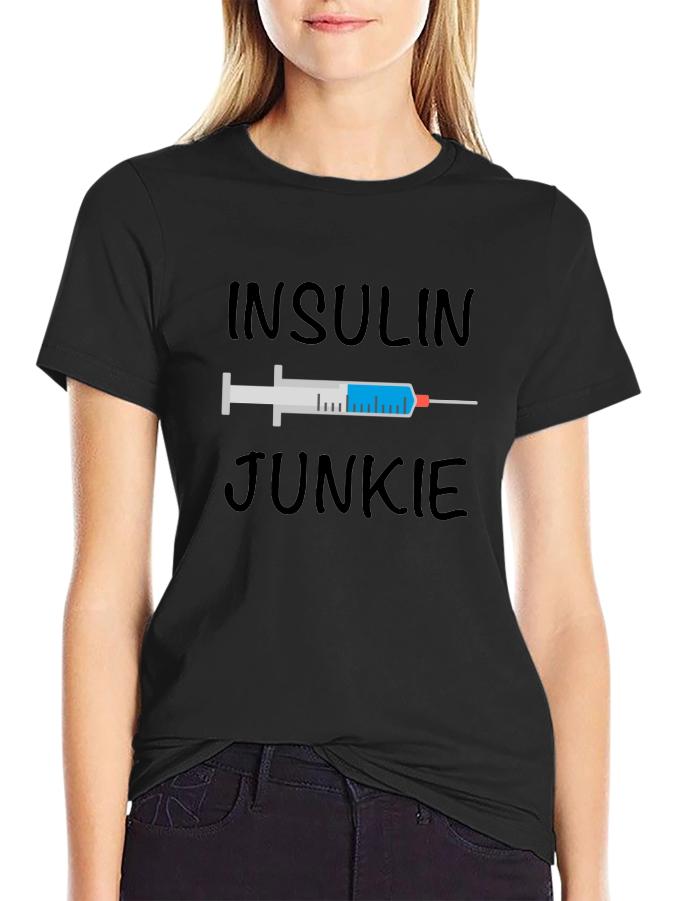 Black Insulin Junkie Graphic Tee - Black view 2