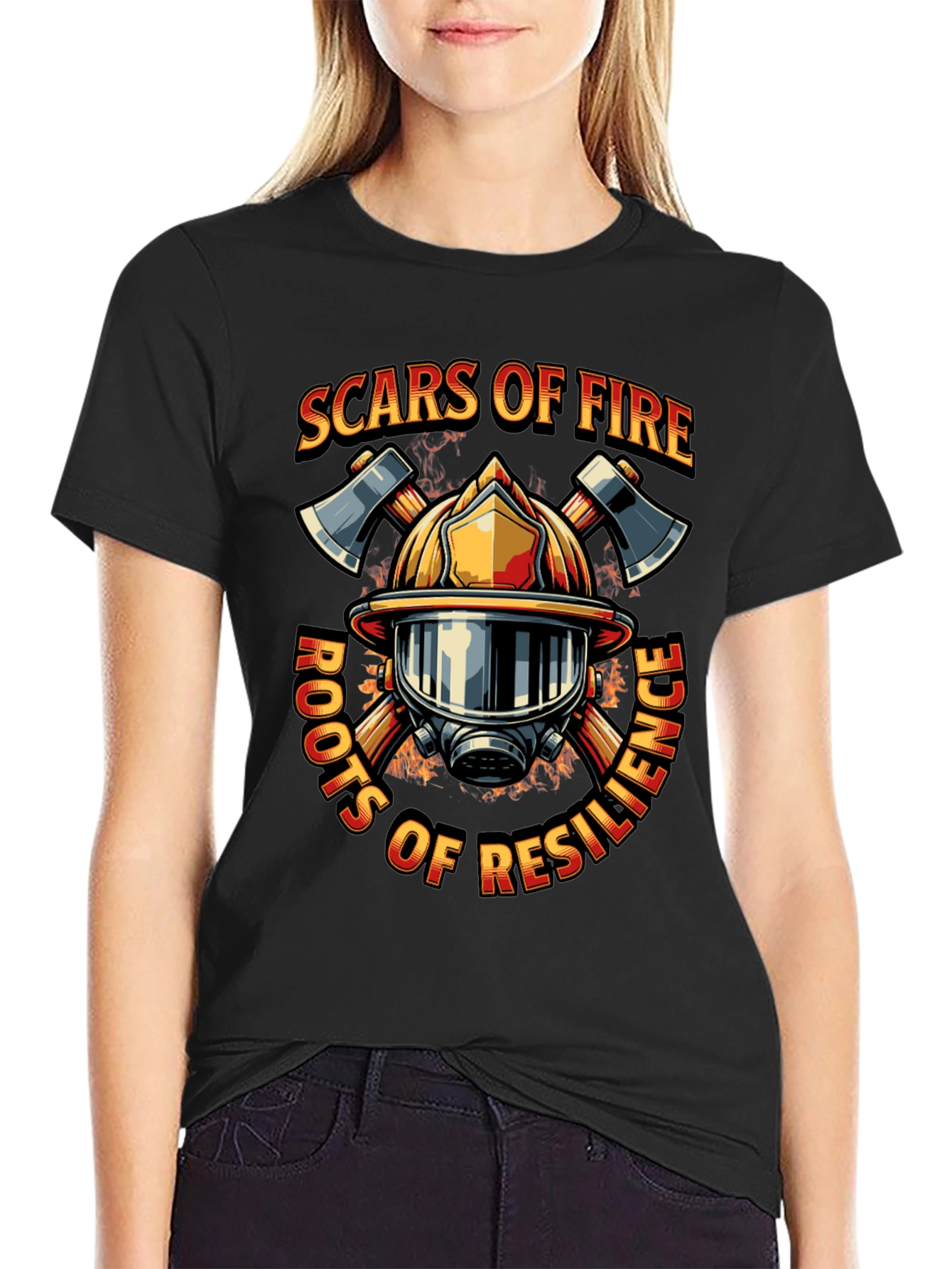Black Firefighter Resilience Graphic Tee view 2