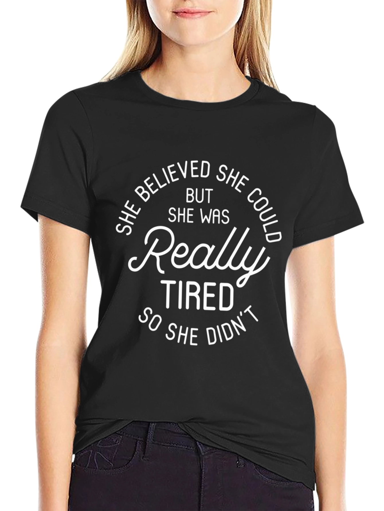 Black She Believed She Could Graphic Tee view 2
