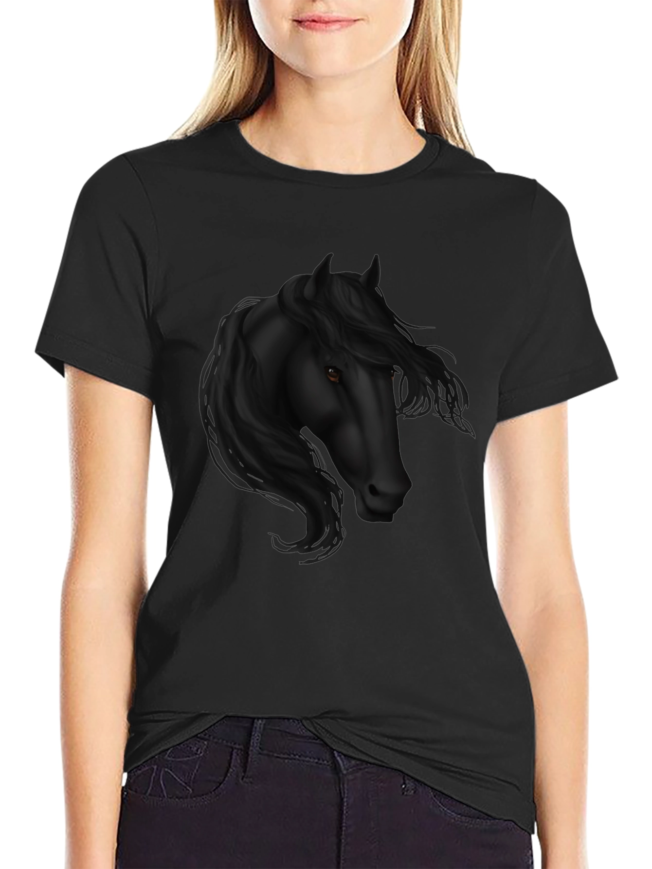 Black Black Horse Graphic Tee - Stylish Men's Casual Wear view 2