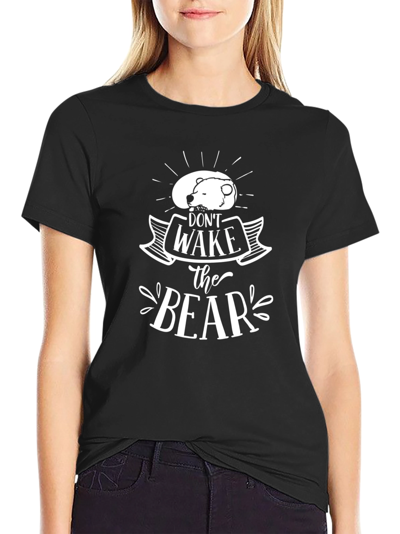 Black Don't Wake the Bear Graphic T-Shirt - Black view 2