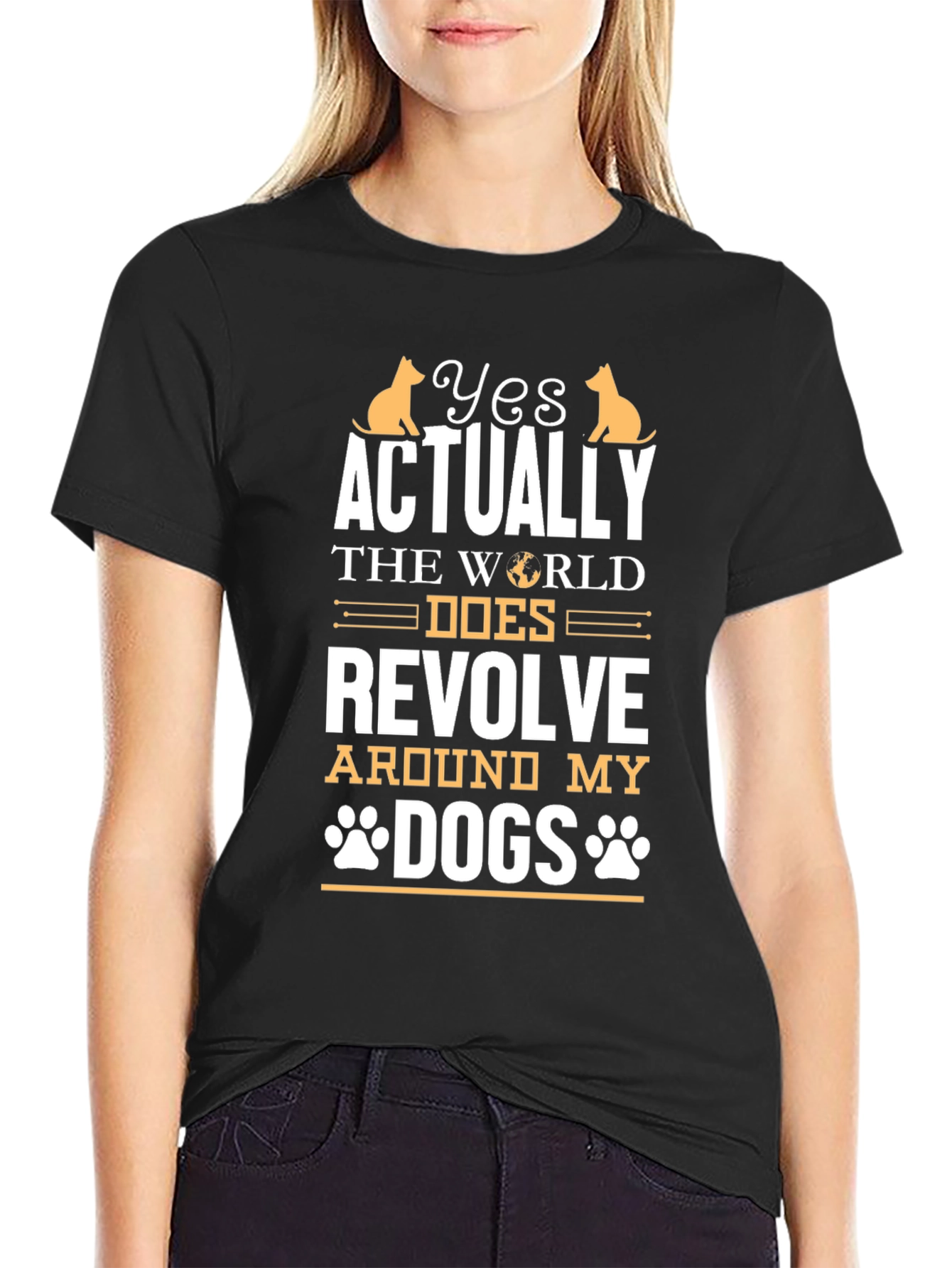 Black Yes Actually Dogs T-Shirt view 2