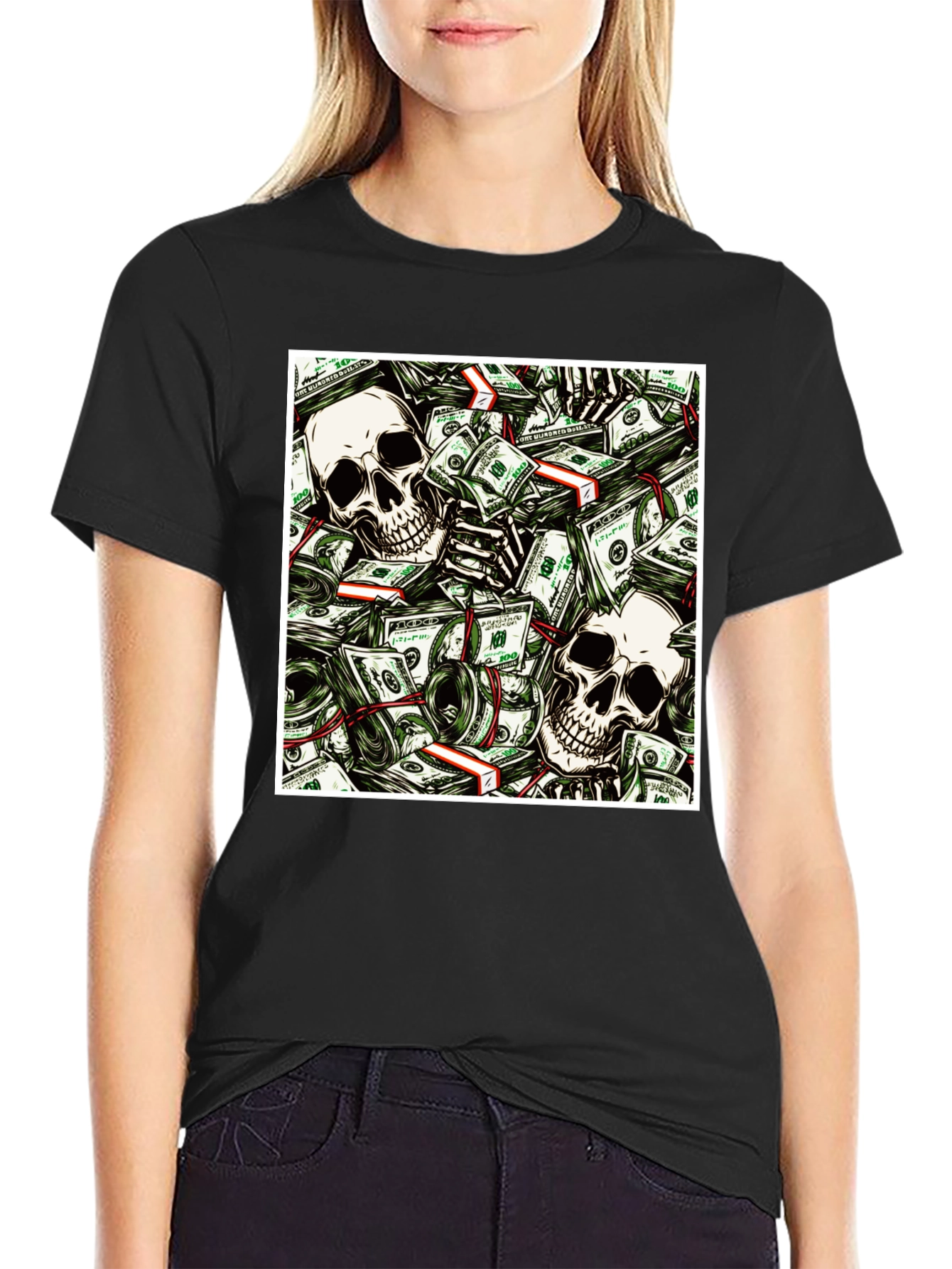 Black Skull Money Graphic Tee - Unisex view 2