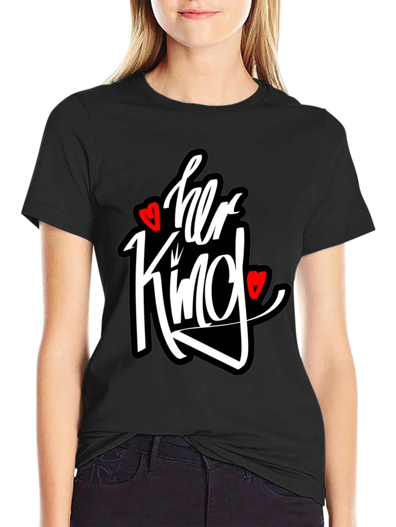 Black Her King Graphic T-Shirt - Black view 2