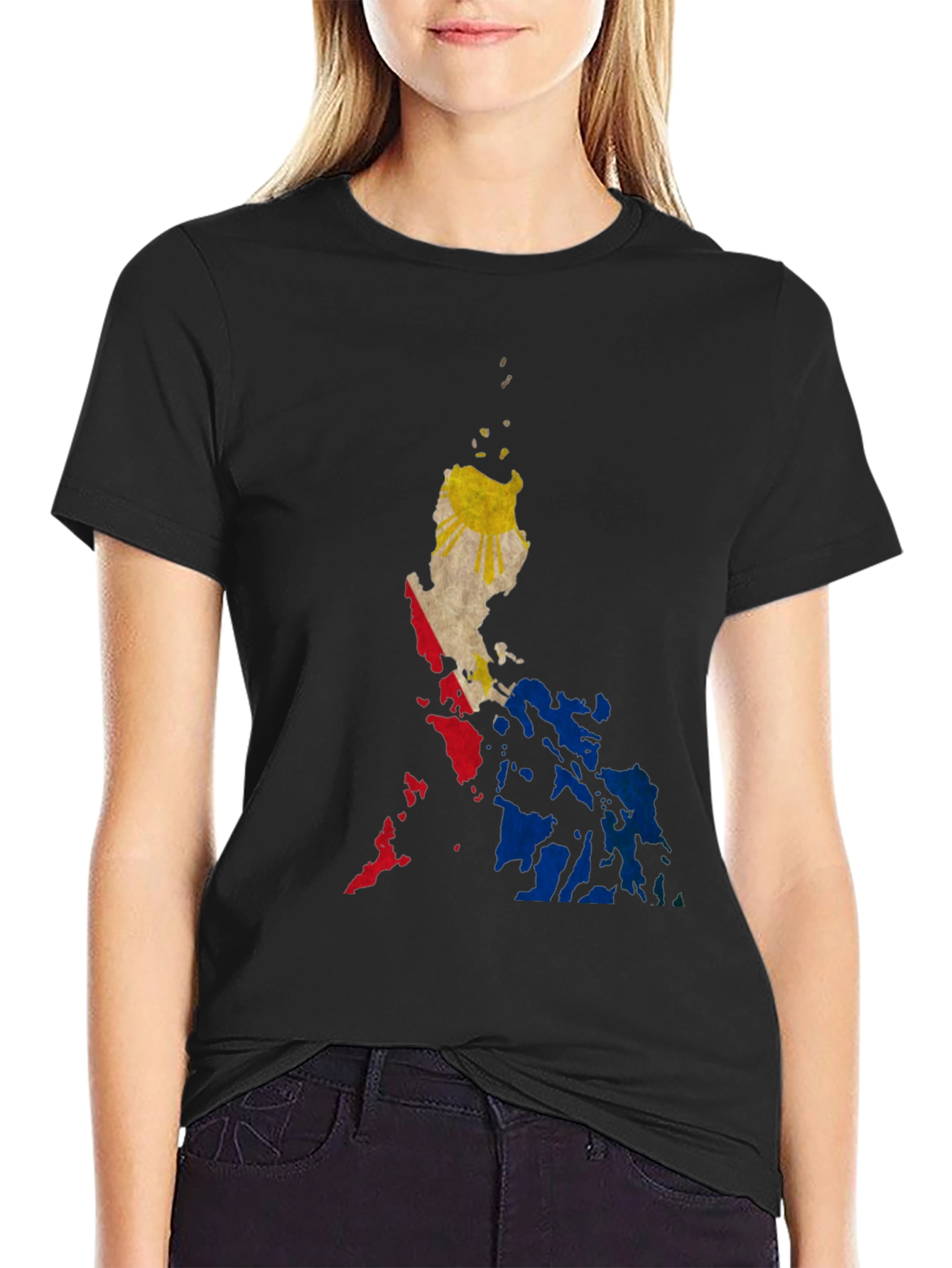 Philippine Flag Map Black T-Shirt - 2