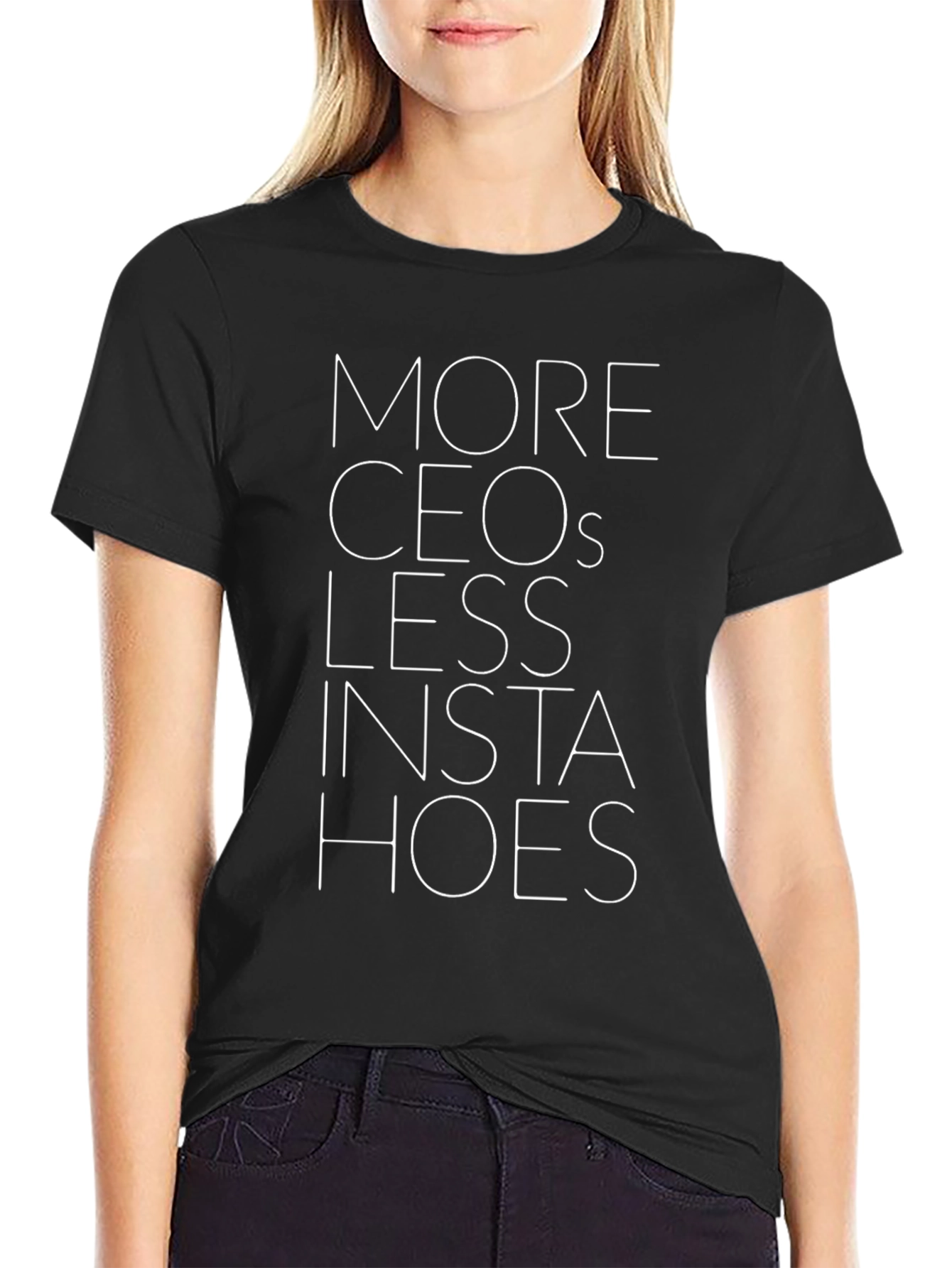 Black More CEOs Less Insta Hoes Graphic Tee - Black Cotton Blend view 2