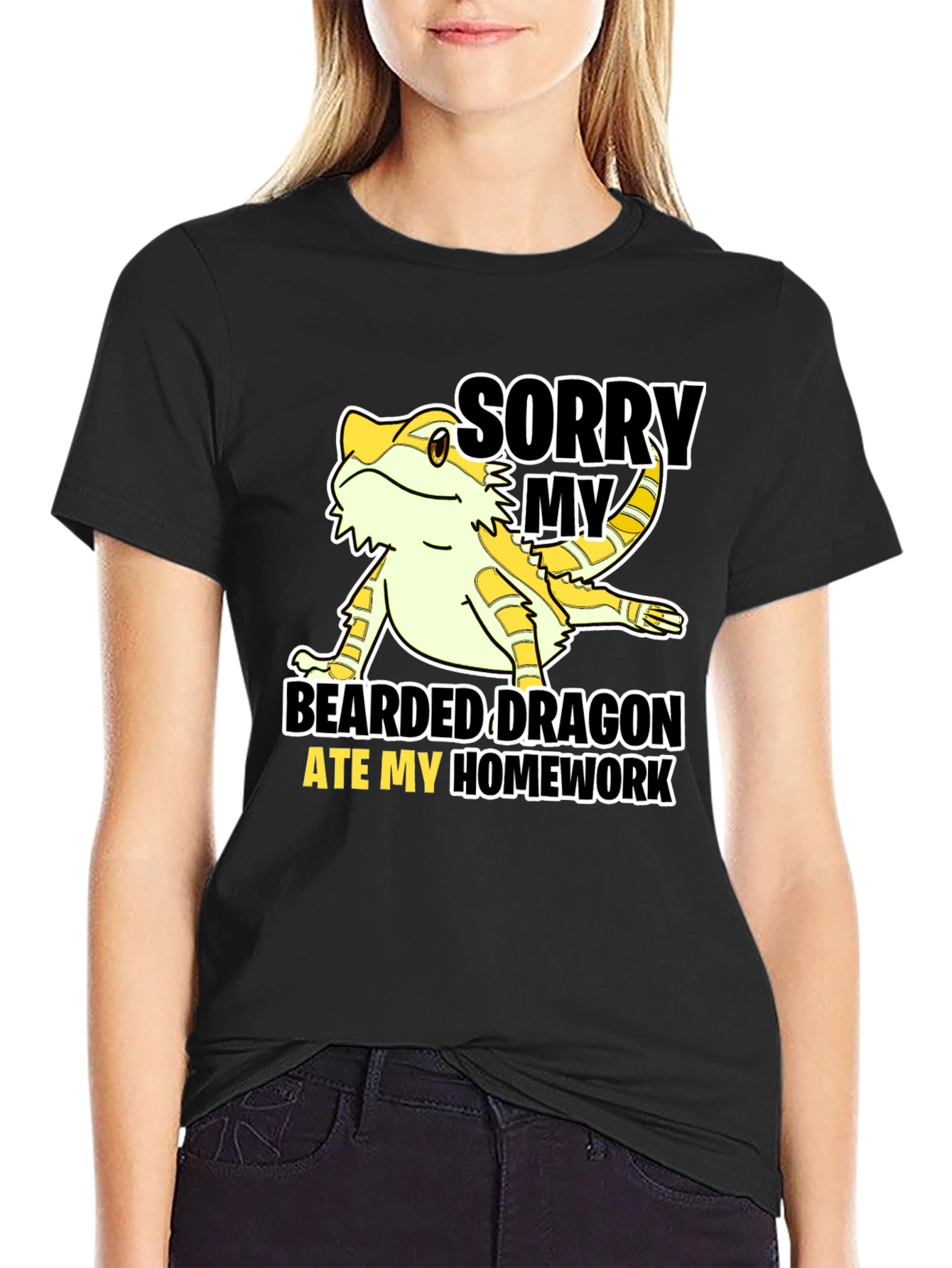 Black Bearded Dragon Ate My Homework T-Shirt view 2