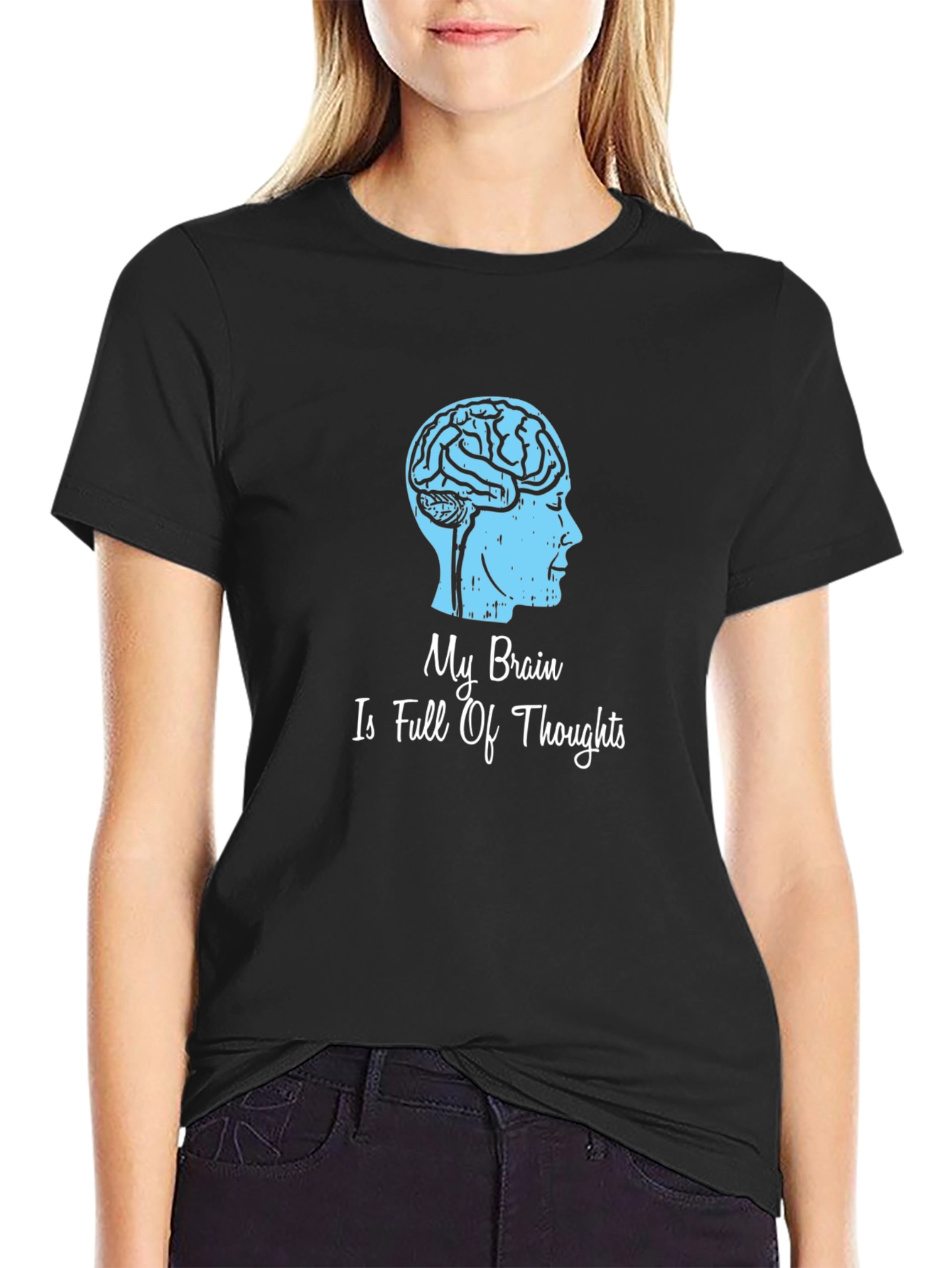 Black Brain Thoughts Graphic T-Shirt - Unique Design view 2