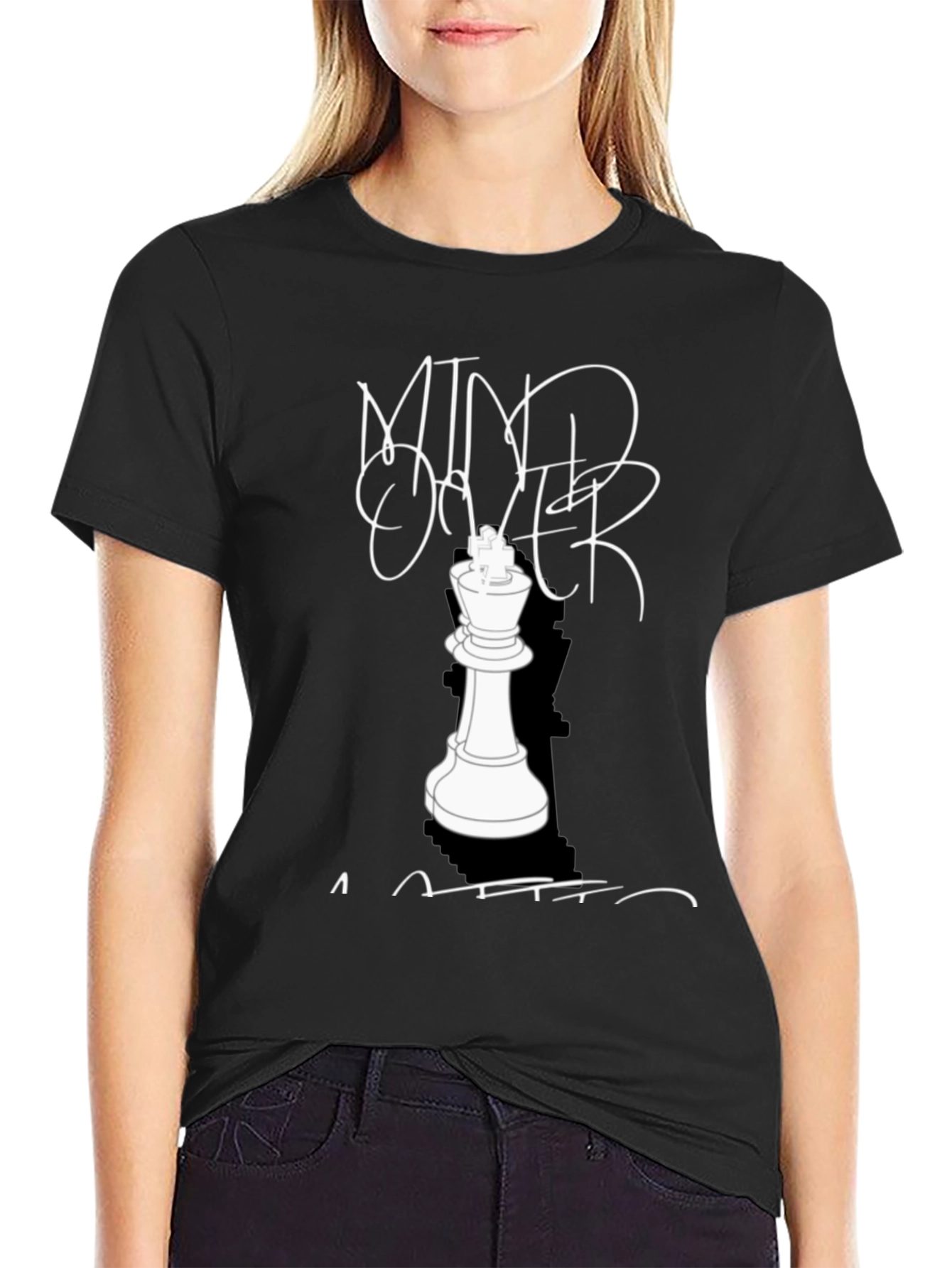 Black Mind Over Matter Chess King T-Shirt - Stylish Graphic Tee view 2