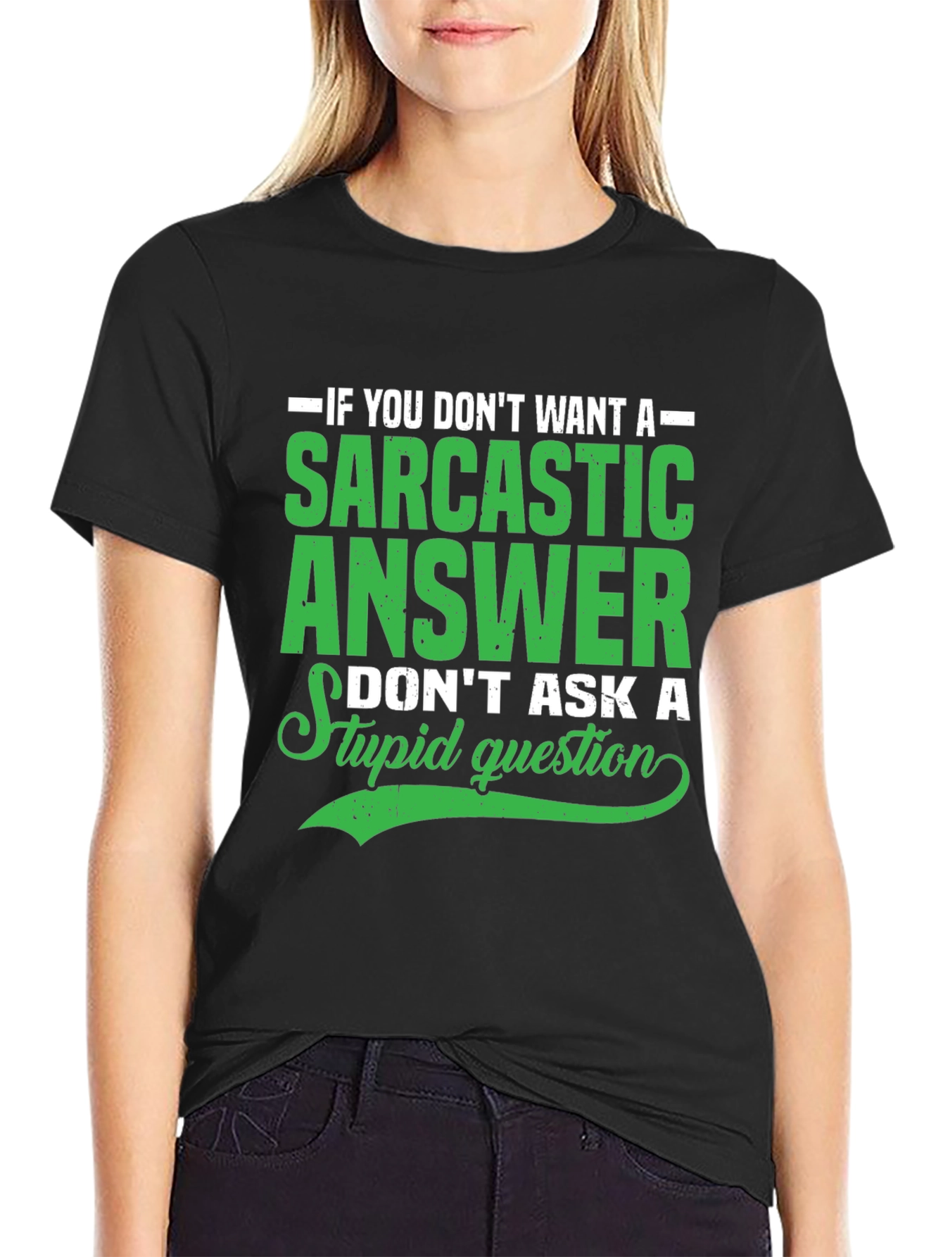 Black Sarcastic Answer Graphic T-Shirt view 2