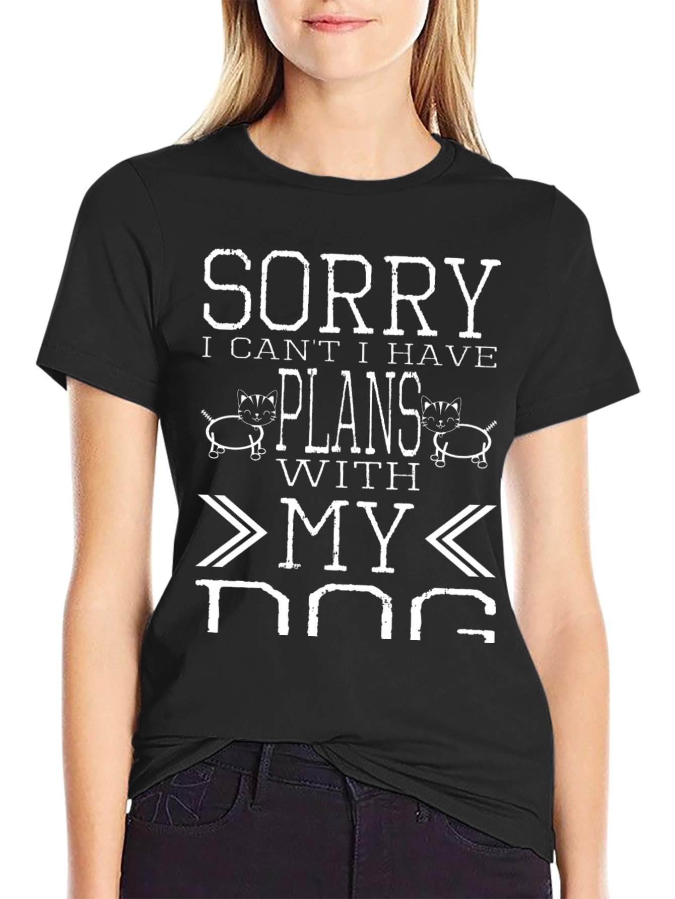 Black Funny Dog Lover Graphic Tee - Sorry I Have Plans With My Dog view 2