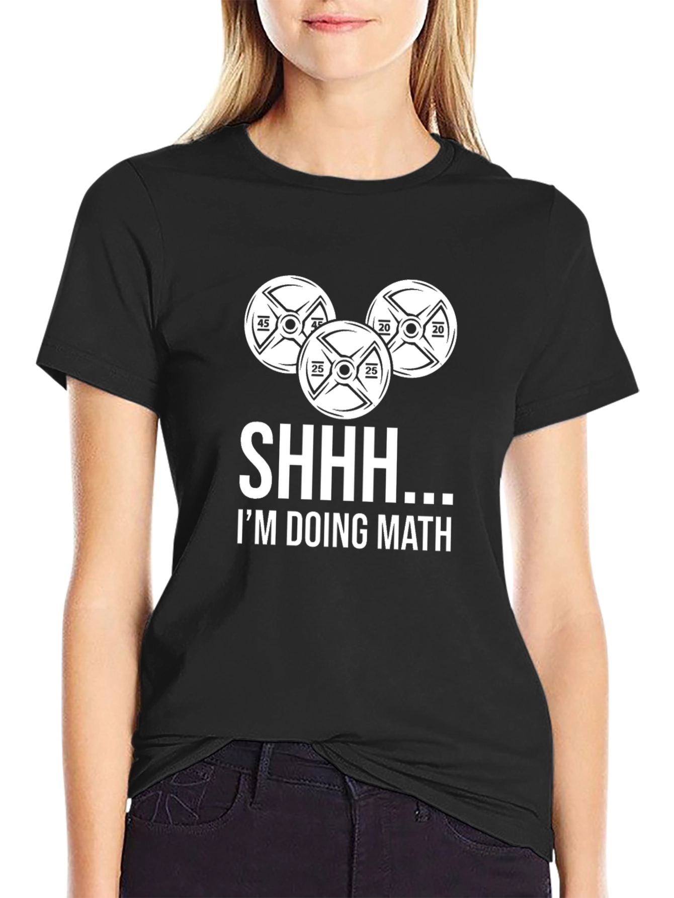 Black Shhh I'm Doing Math Black T-Shirt Funny Gym view 2