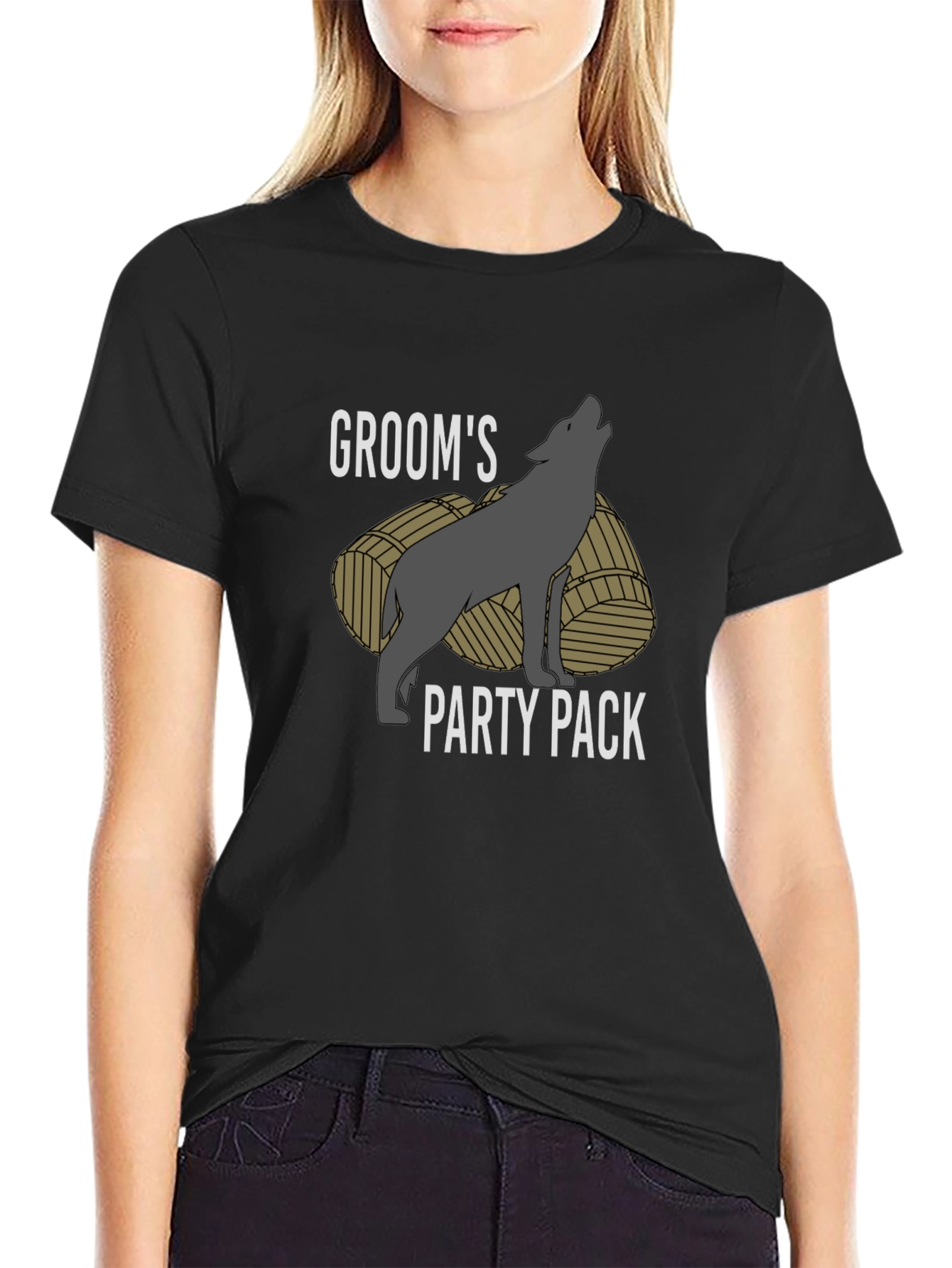 Black Groom's Party Pack T-Shirt - Wolf Design view 2
