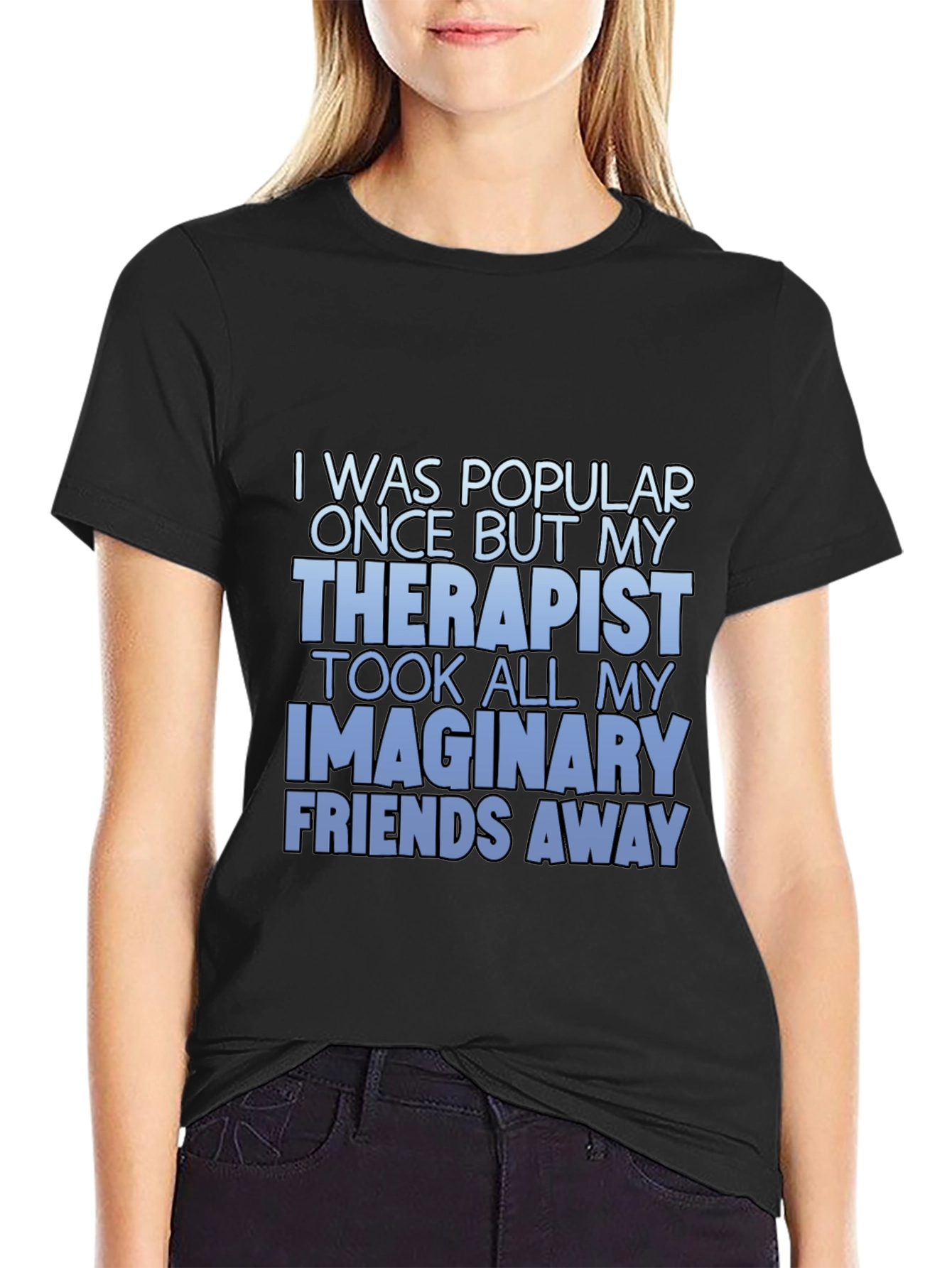 Black Humorous "Therapist" Graphic T-Shirt view 2