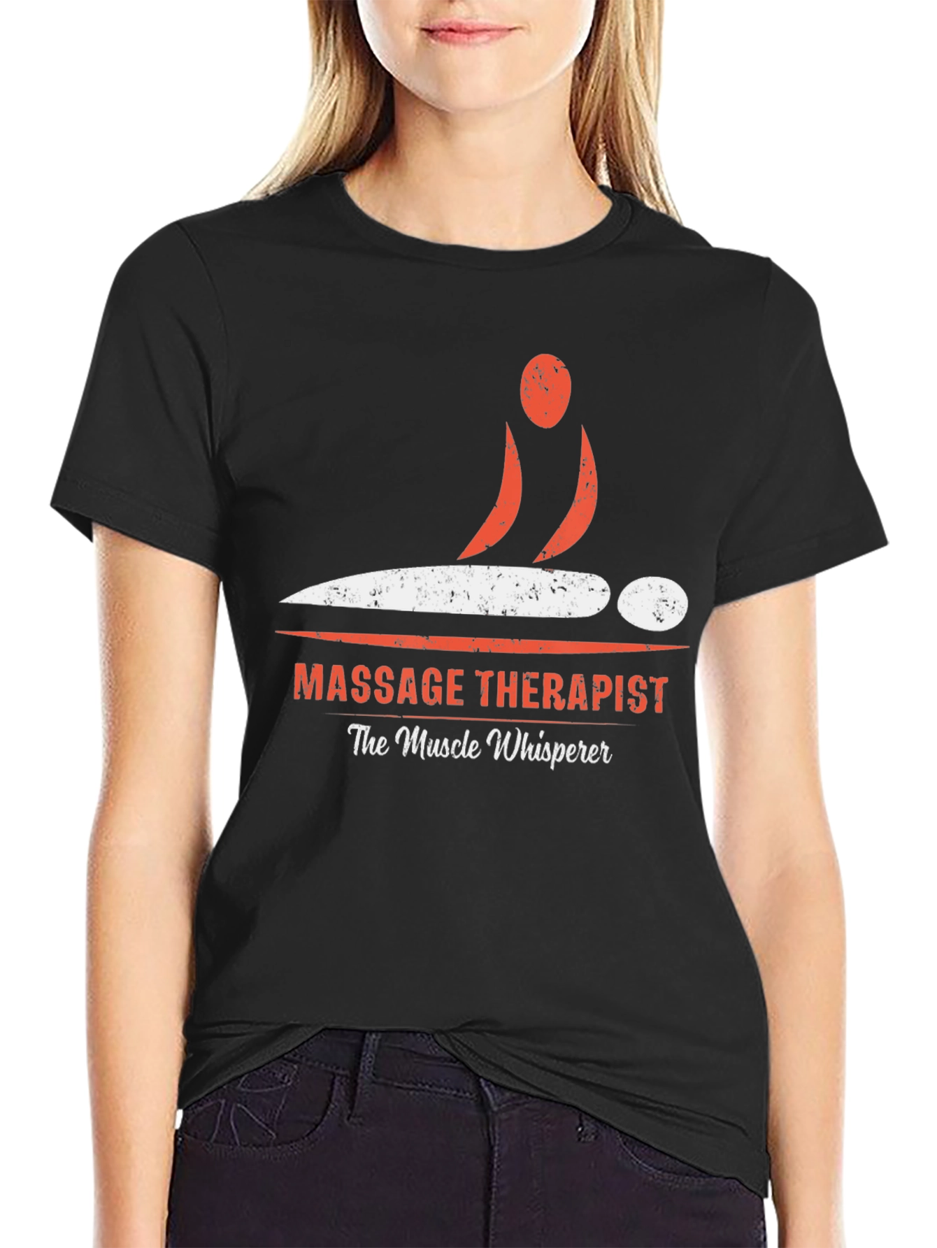 Black Massage Therapist Graphic T-Shirt - Muscle Whisperer Tee view 2