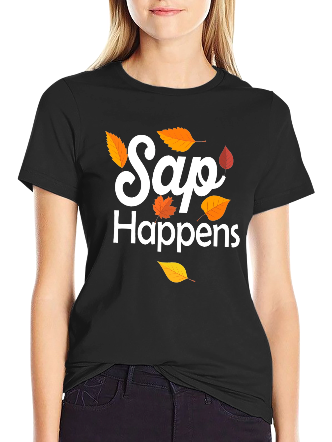 Black Sap Happens T-Shirt, Fall Design view 2