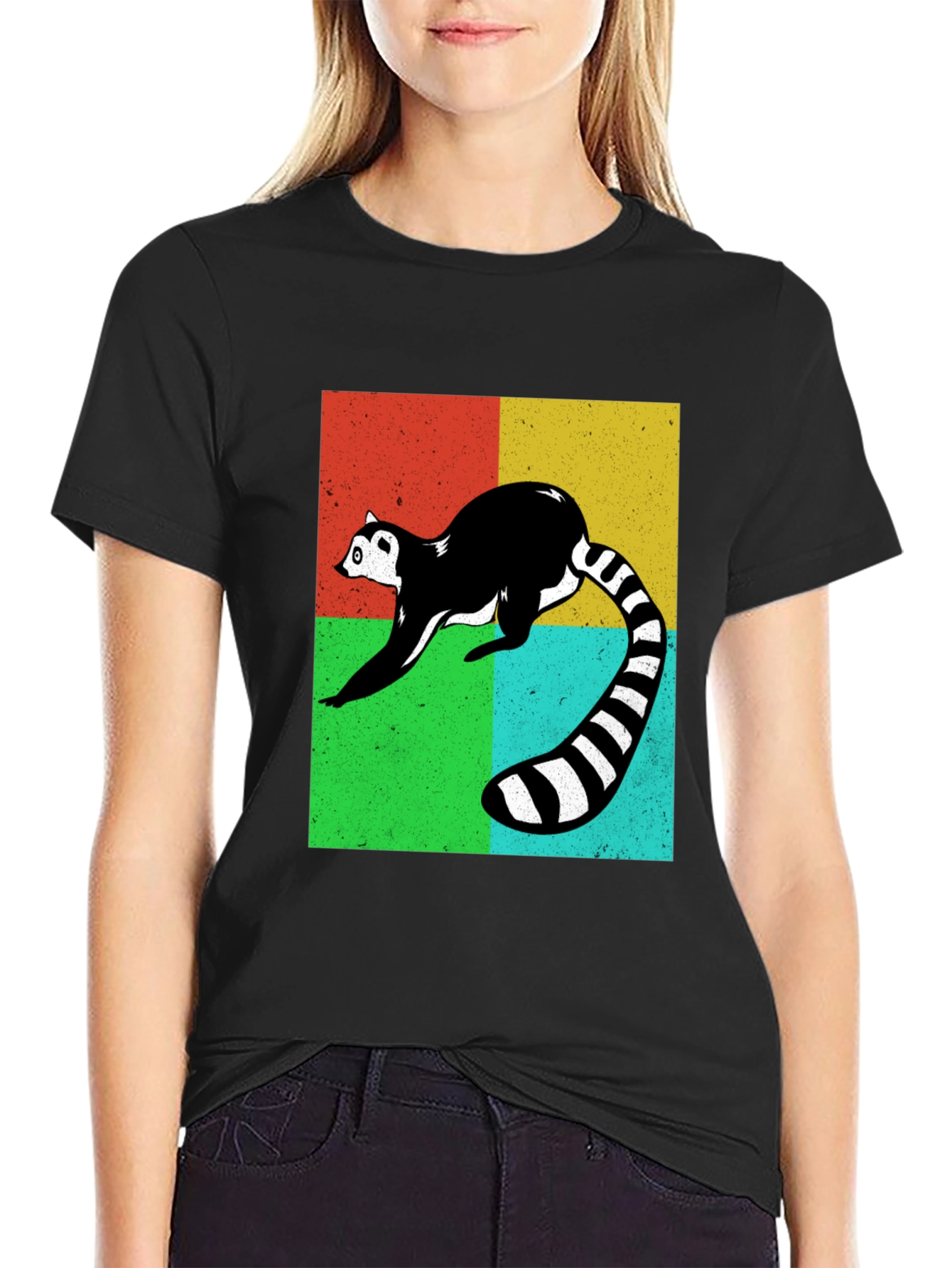 Black Retro Lemur Graphic Tee view 2