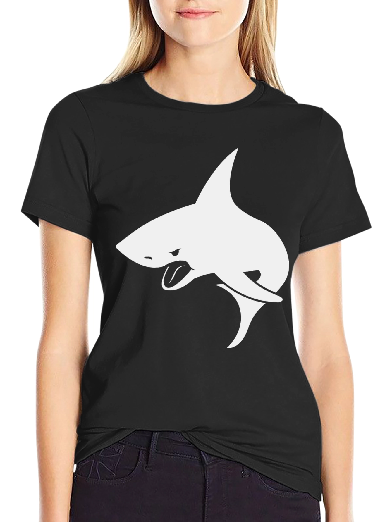 Black Shark Graphic Black T-Shirt - Men's Casual Wear view 2
