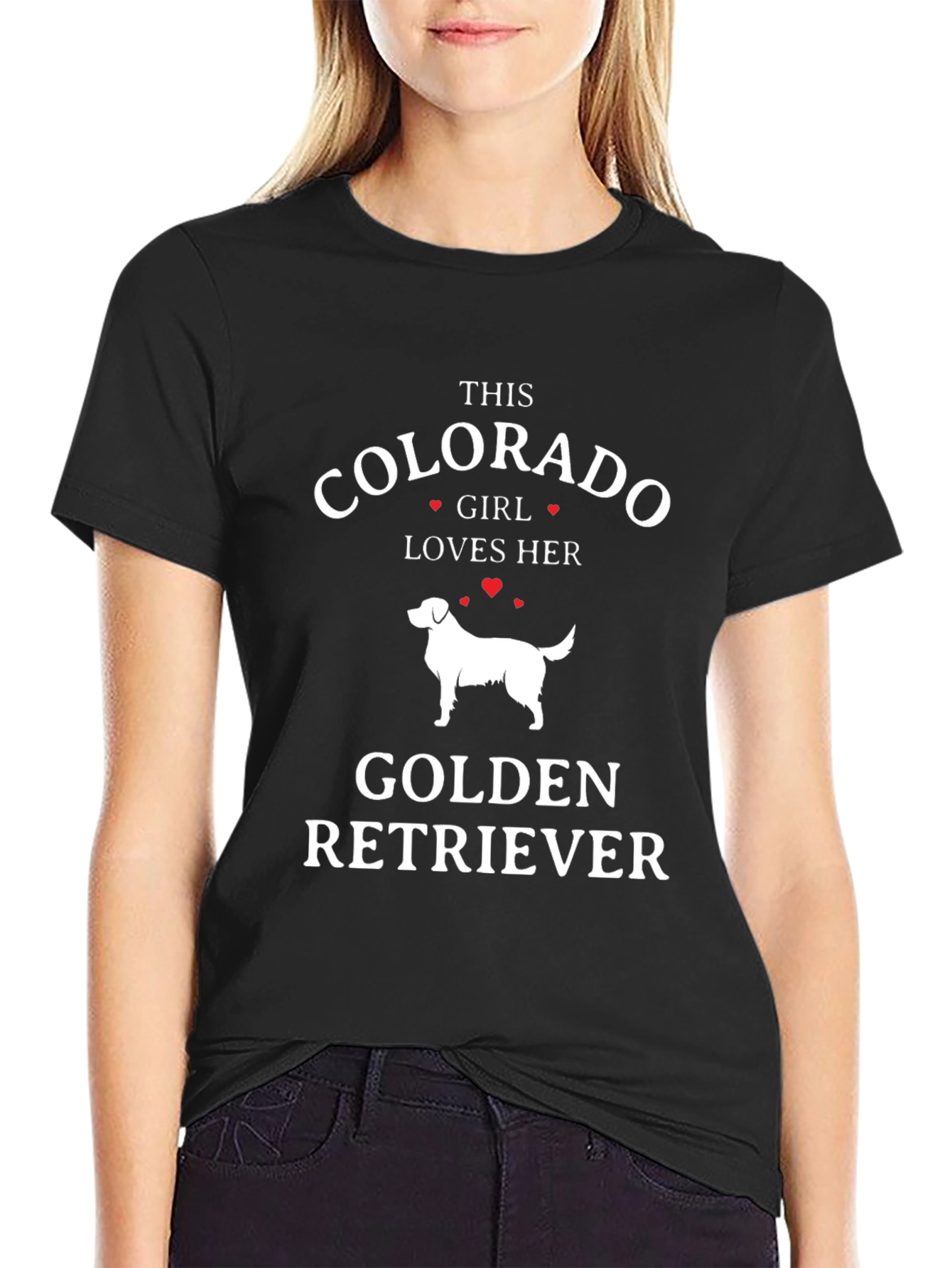 Black Colorado Girl Golden Retriever T-Shirt view 2
