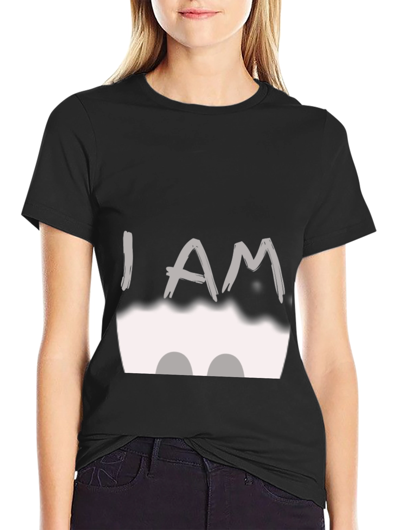 Black I AM T-Shirt - Black Cotton Blend view 2