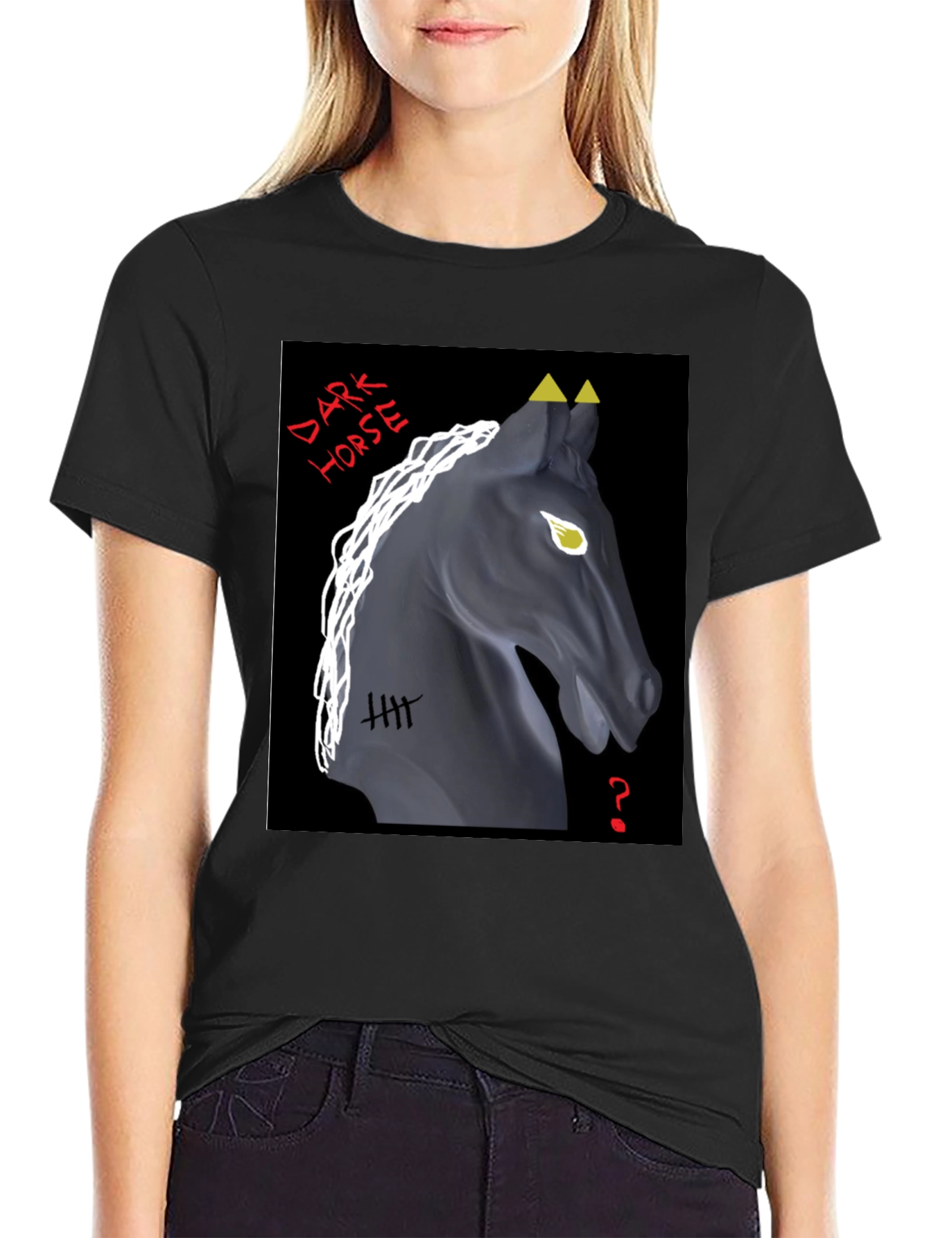 Black Dark Horse Graphic Tee - Unique Design view 2