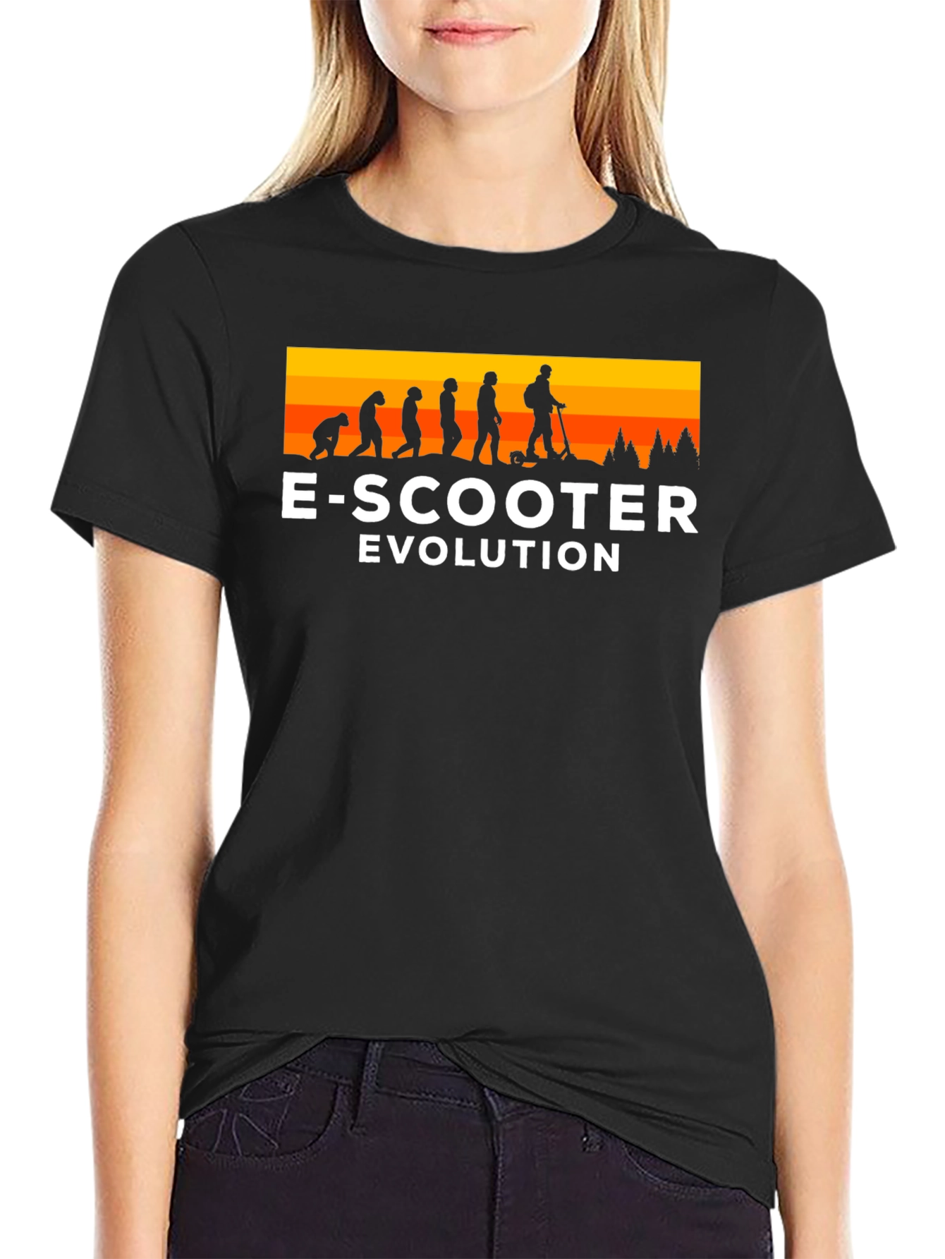 Black E-Scooter Evolution T-Shirt - Ride into the Future! view 2