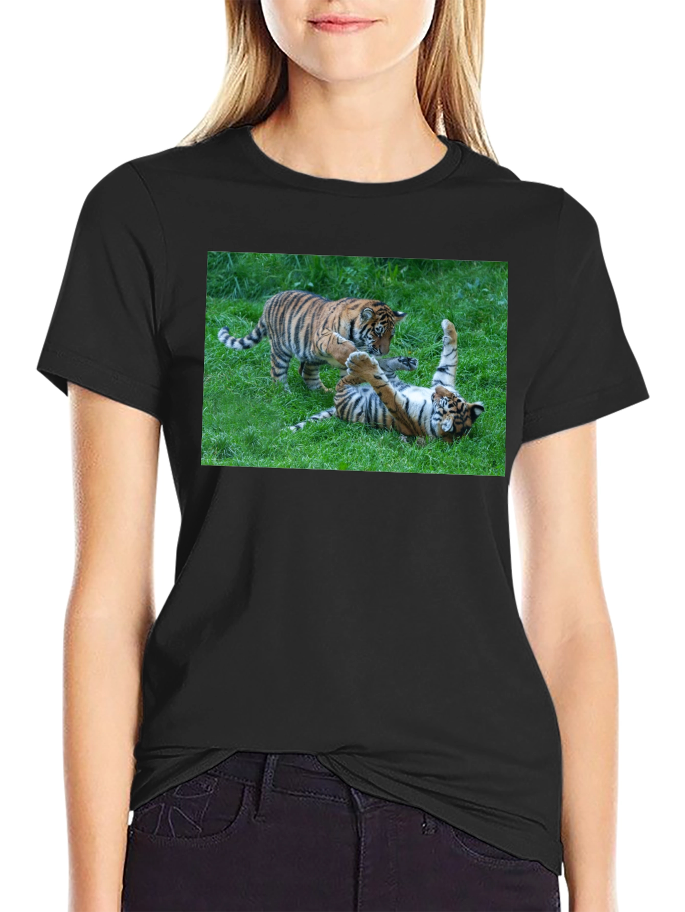 Black Tiger Cubs Playful Graphic Tee view 2