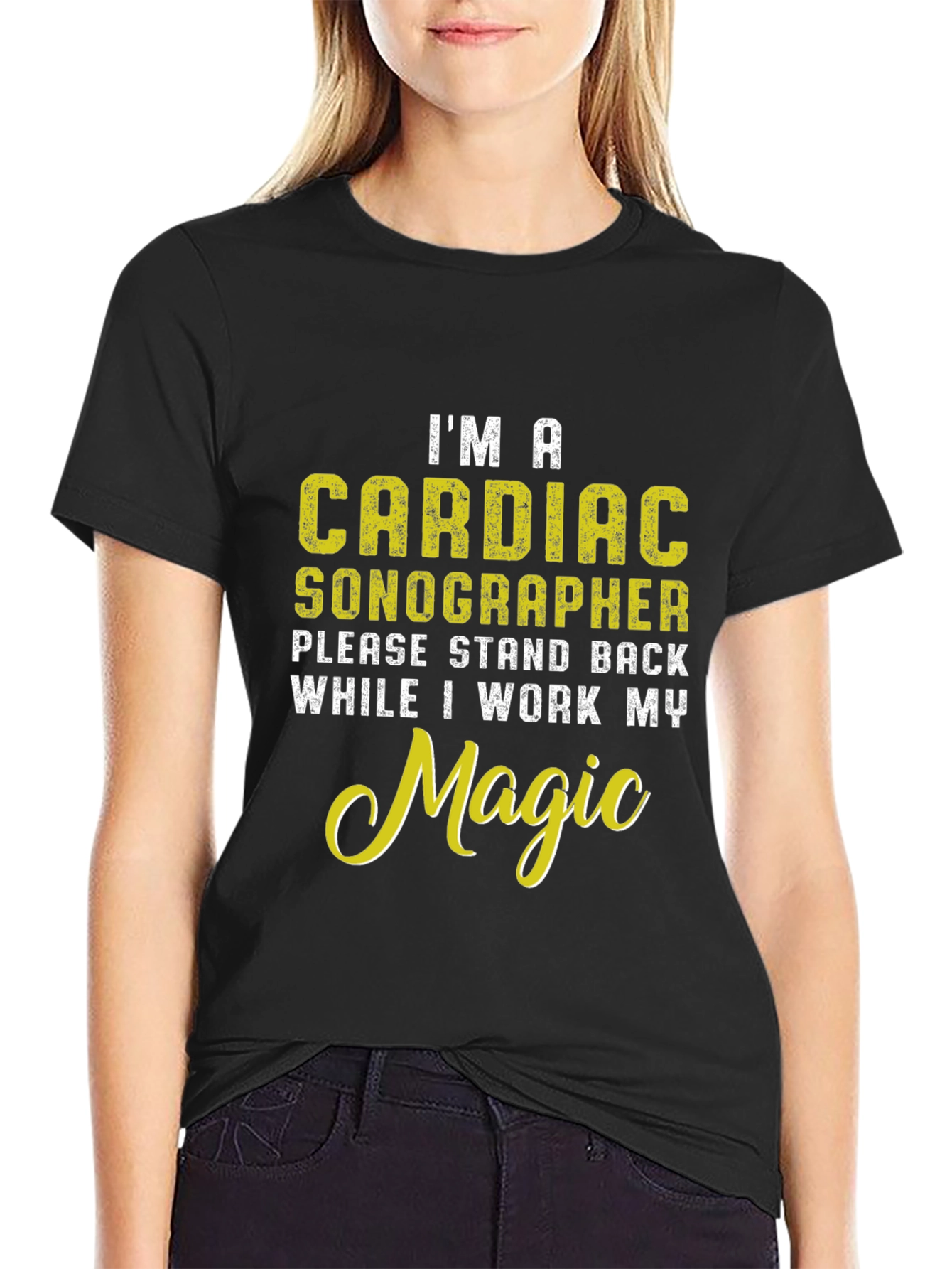 Black Cardiac Sonographer Novelty Graphic T-Shirt view 2