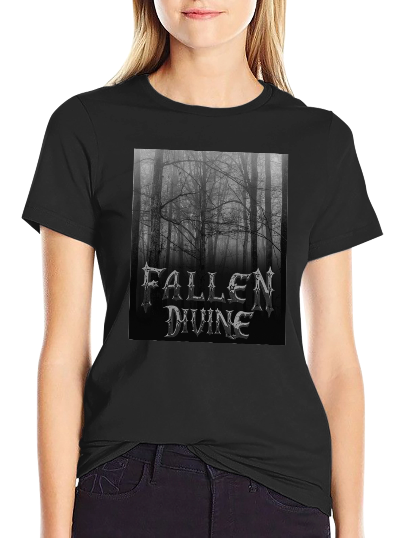 Black Fallen Divine Forest T-Shirt - Black Metal Style view 2